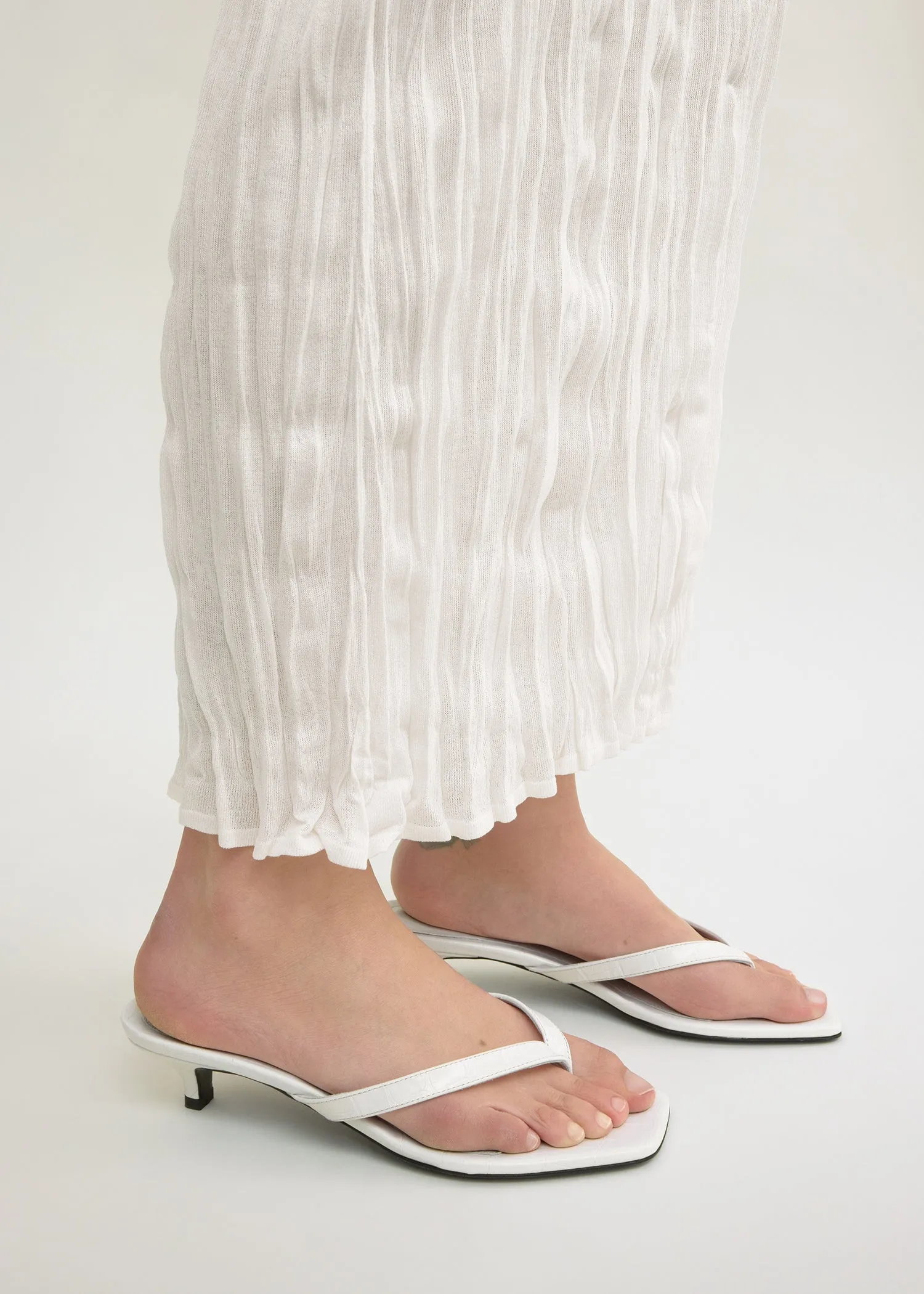 Croco-embossed heeled flip flops off-white sold by Toteme product image thumbnail 3