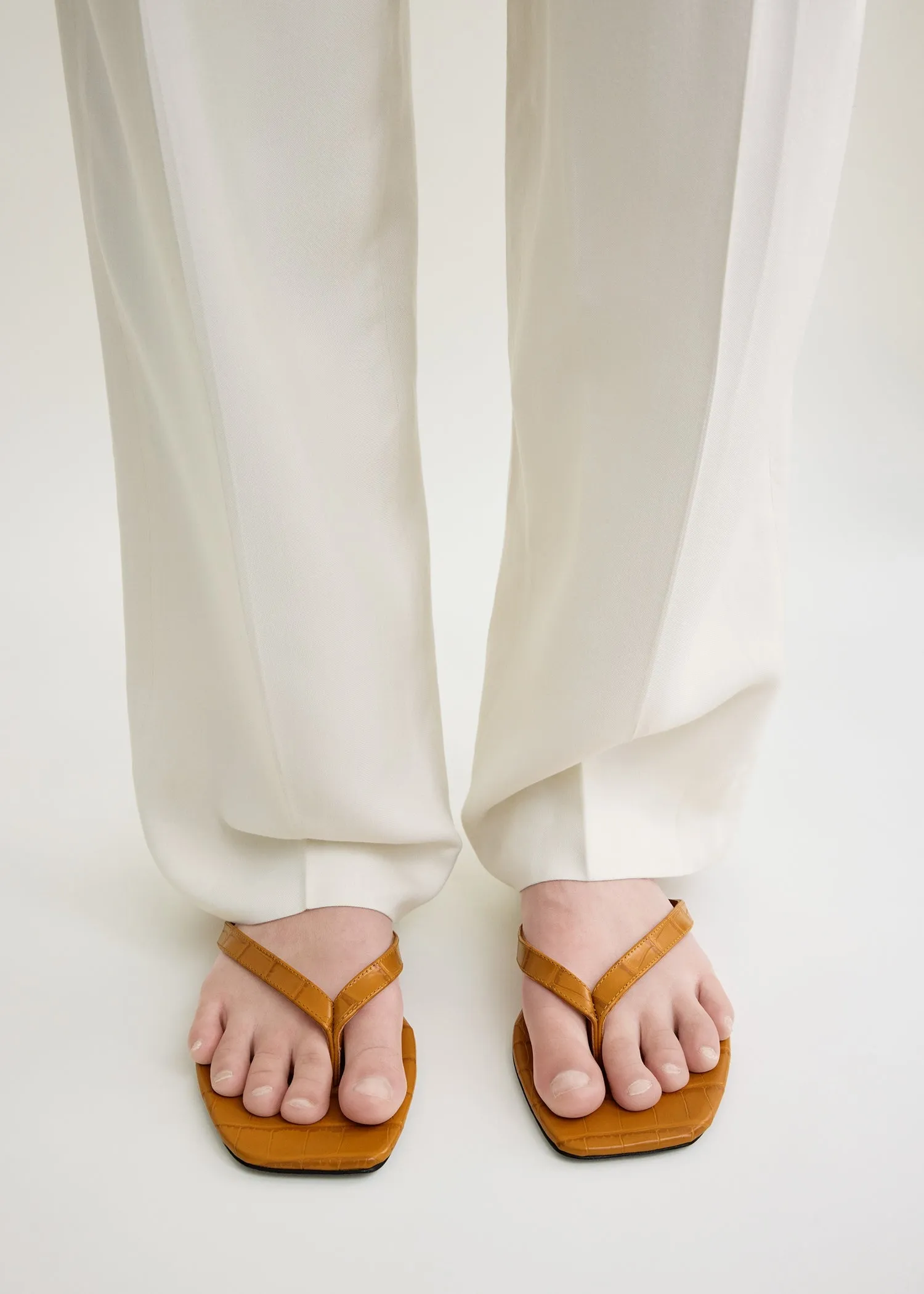 Croco-embossed flip flops tangerine sold by Toteme product image thumbnail 2