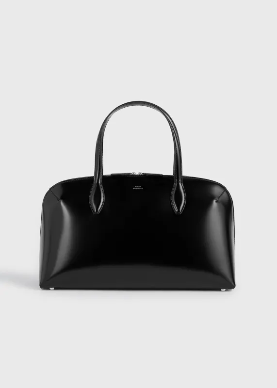 Medium box-leather day tote black made by Toteme