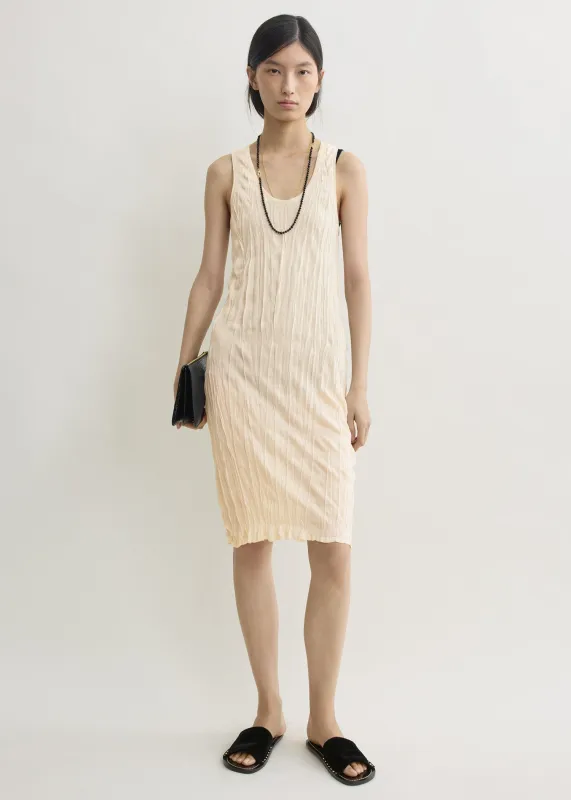 Crinkled knit tank dress pale apricot made by Toteme