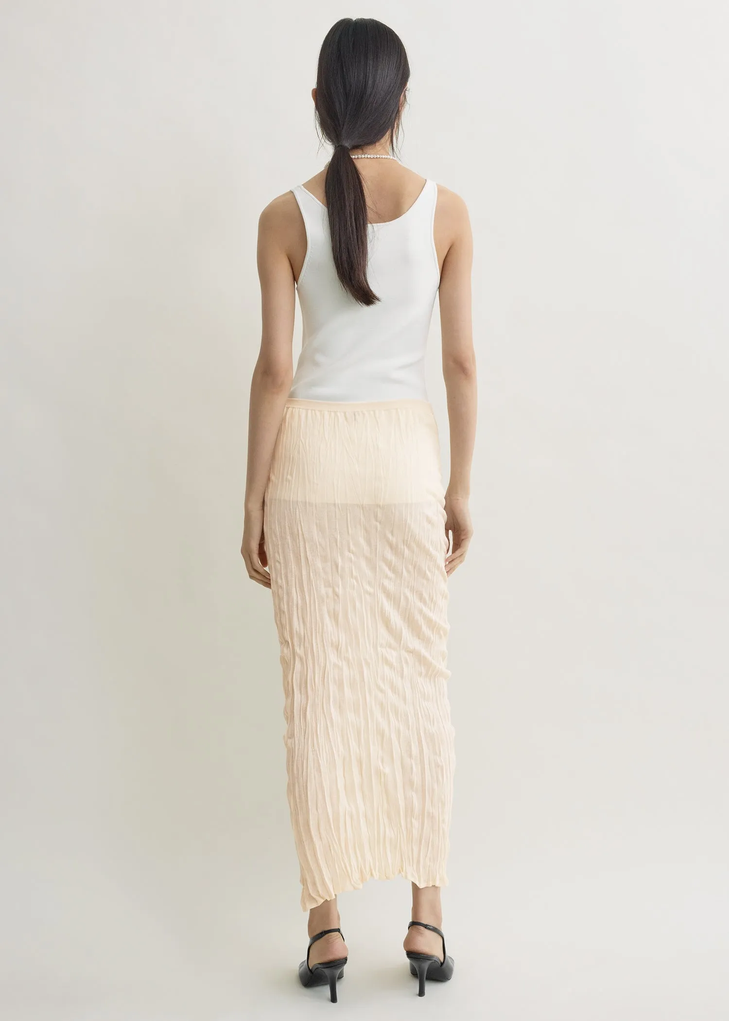 Crinkled knit skirt pale apricot sold by Toteme product image thumbnail 3