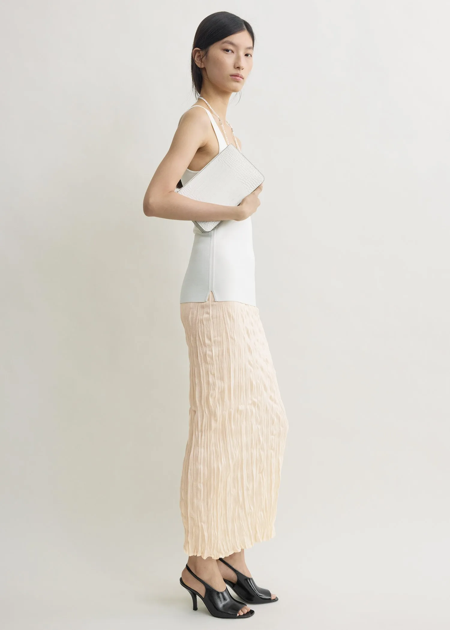 Crinkled knit skirt pale apricot sold by Toteme product image thumbnail 2