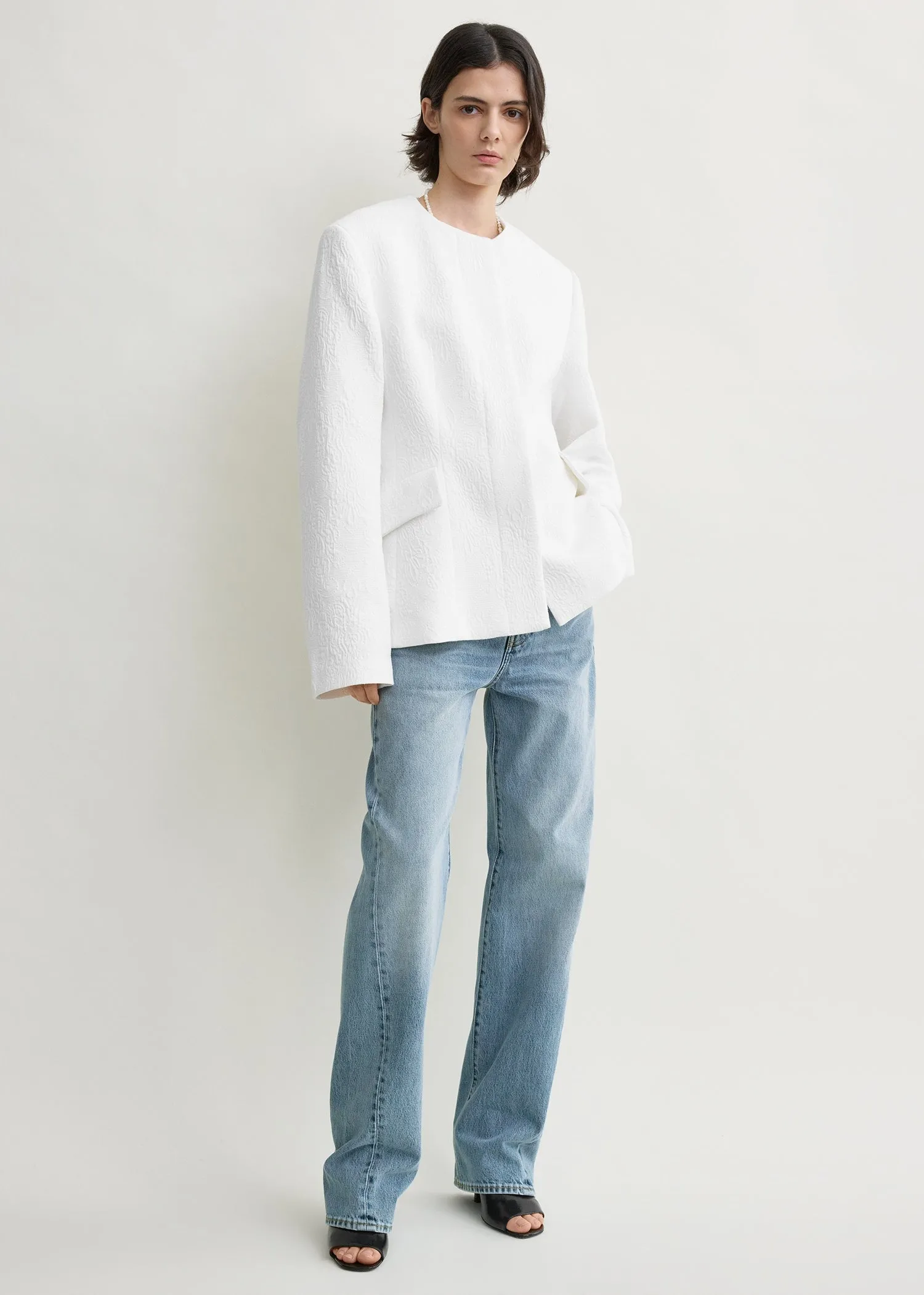 Jacquard cotton jacket optic white sold by Toteme product image thumbnail 4