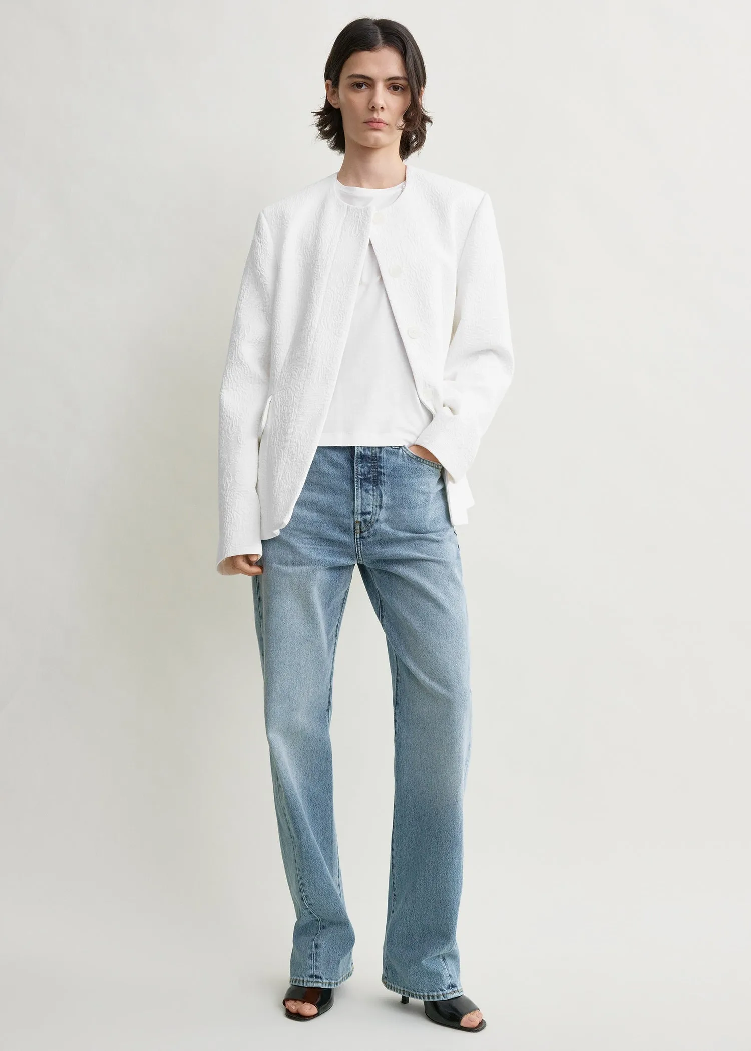 Jacquard cotton jacket optic white sold by Toteme