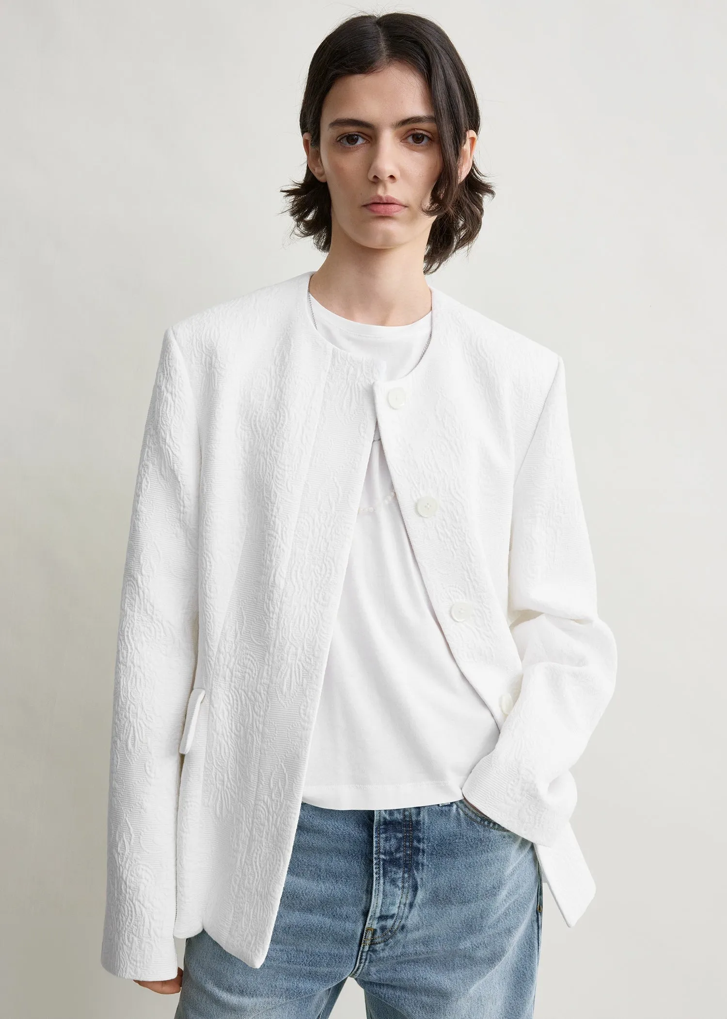 Jacquard cotton jacket optic white sold by Toteme product image thumbnail 5