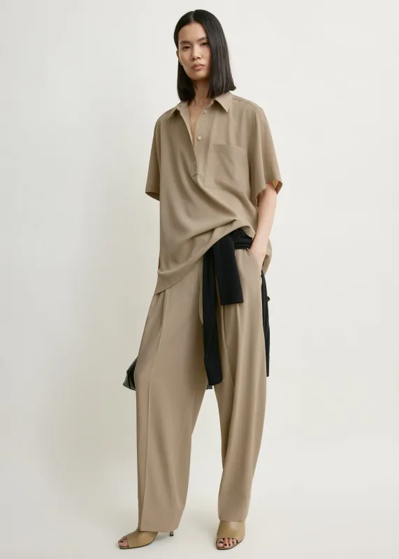 Fluid polo shirt overcast beige made by Toteme