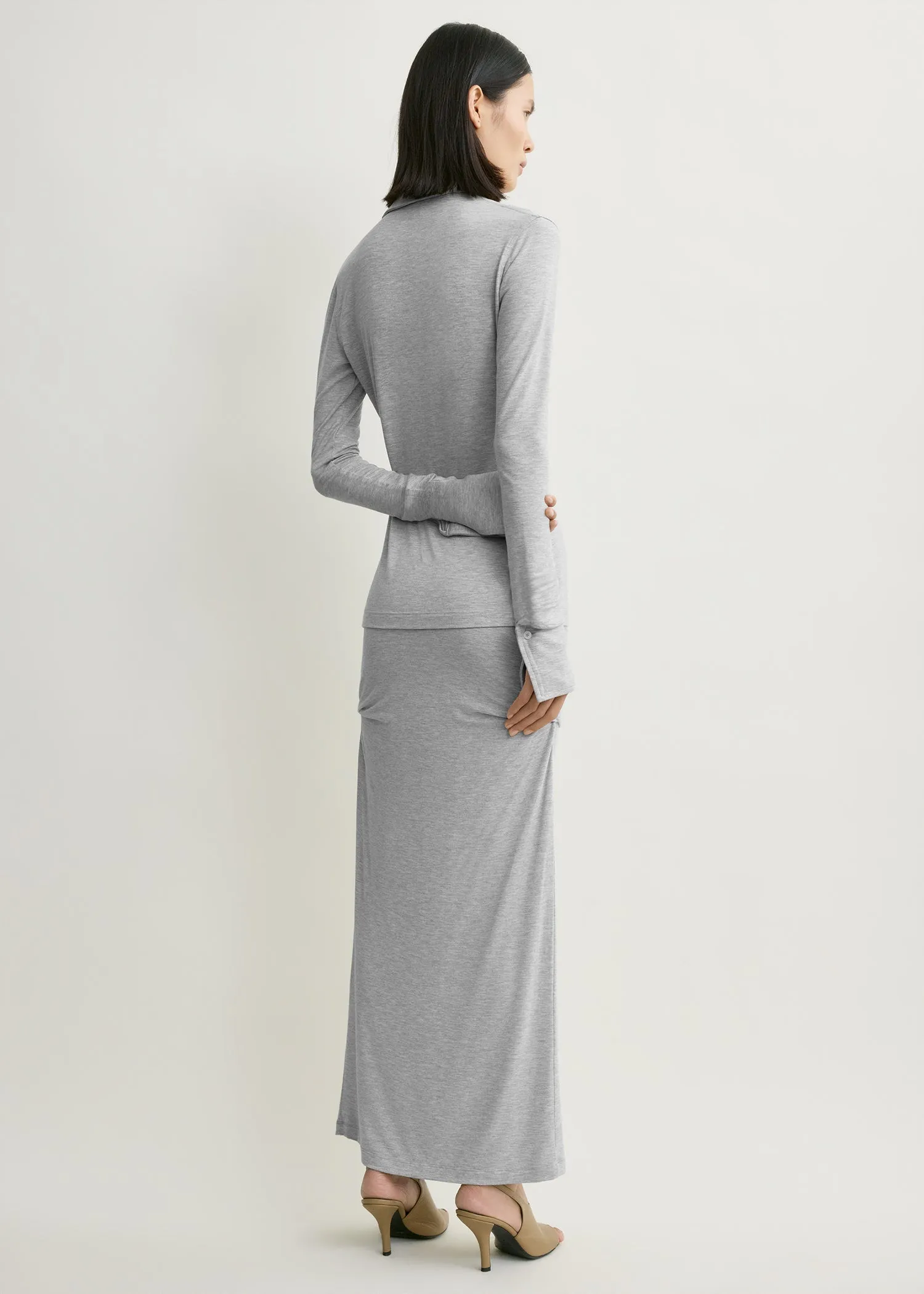 Fitted jersey shirt pale grey mélange sold by Toteme product image thumbnail 3