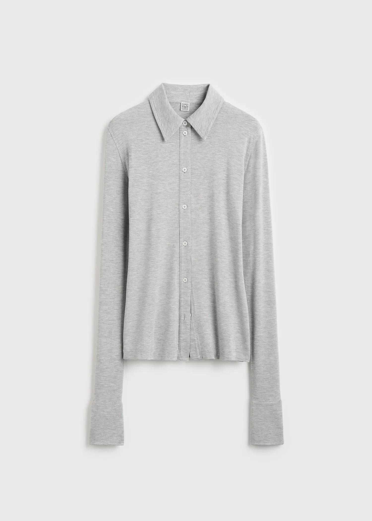 Fitted jersey shirt pale grey mélange sold by Toteme product image thumbnail 5