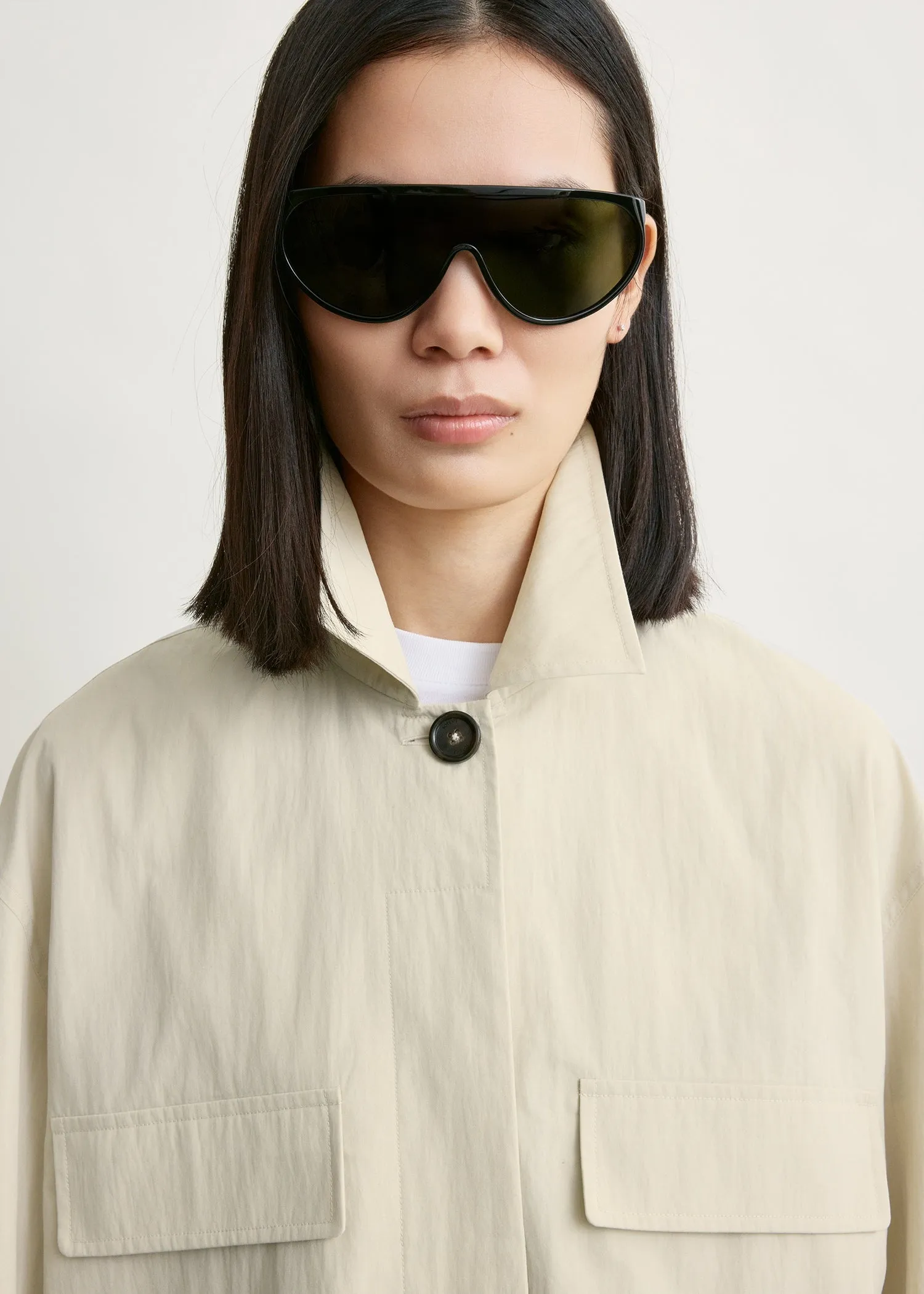 Collared drawstring jacket oyster sold by Toteme product image thumbnail 5