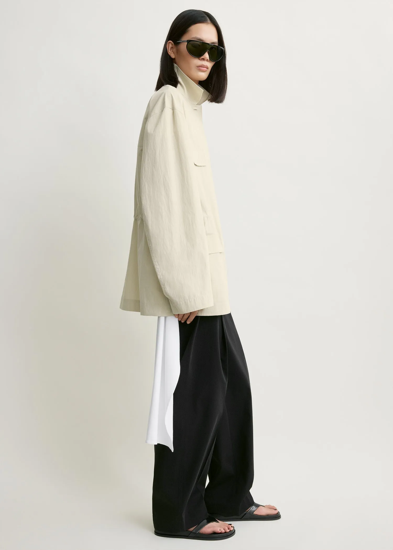 Collared drawstring jacket oyster sold by Toteme product image thumbnail 2