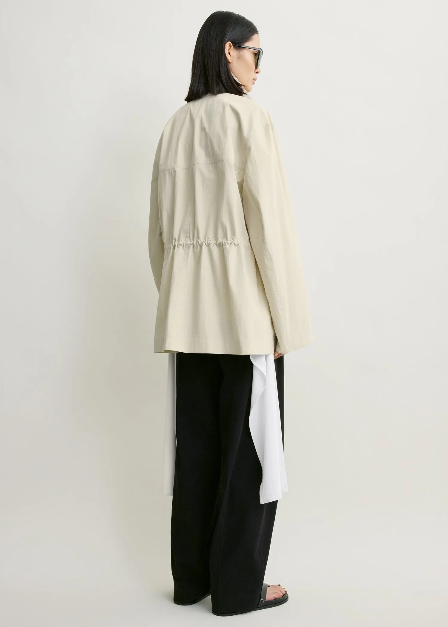 Collared drawstring jacket oyster sold by Toteme product image thumbnail 3