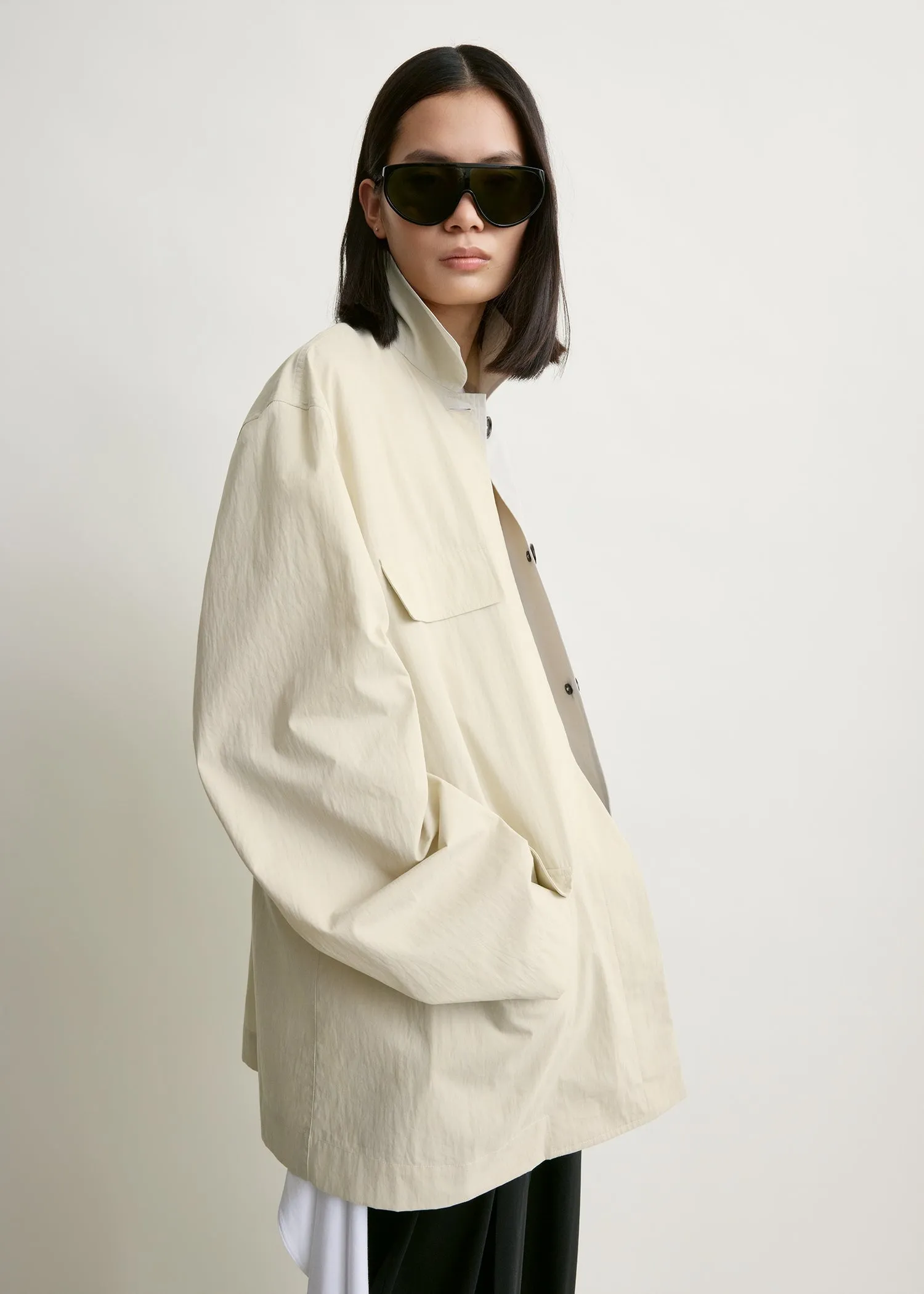 Collared drawstring jacket oyster sold by Toteme product image thumbnail 4