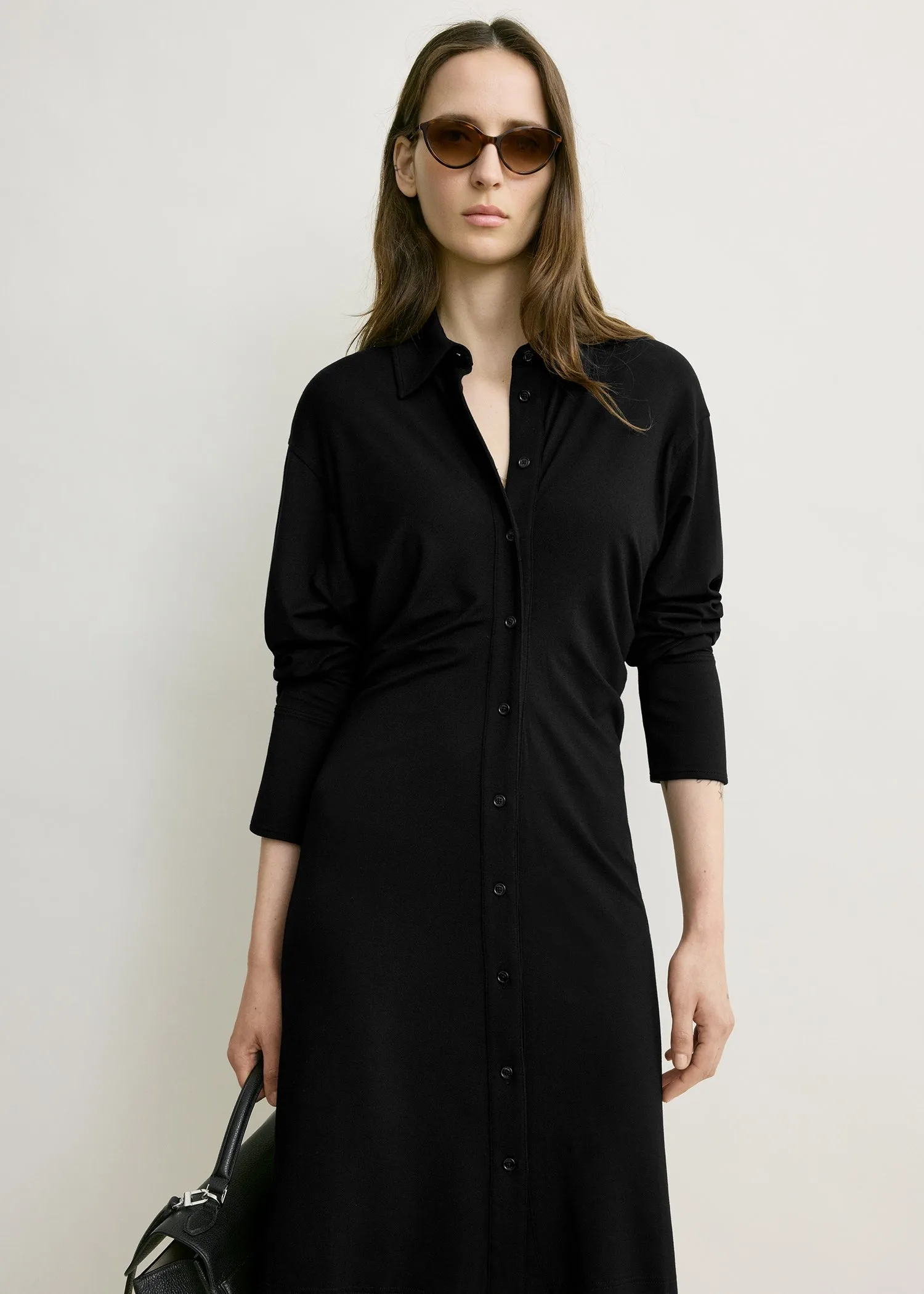 Slouch jersey shirtdress black sold by Toteme product image thumbnail 4