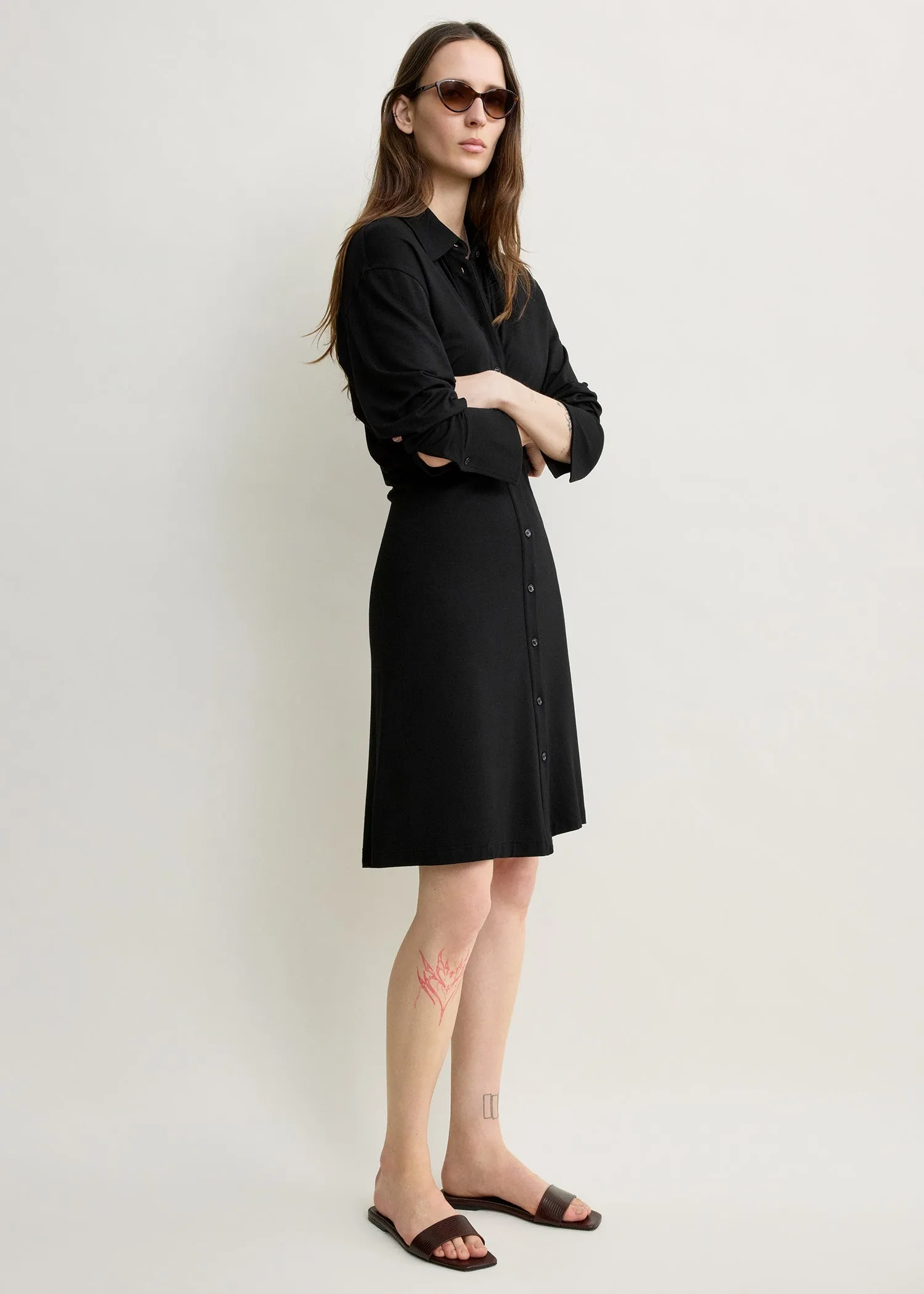 Slouch jersey shirtdress black sold by Toteme product image thumbnail 2