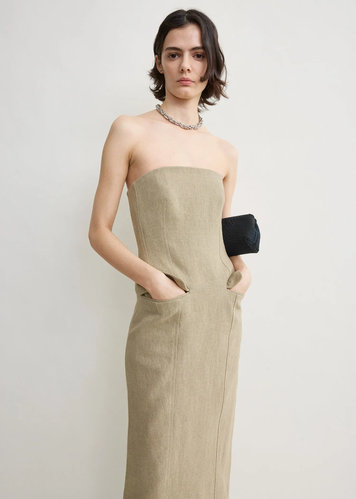 Strapless pocket dress beige sold by Toteme product image thumbnail 4