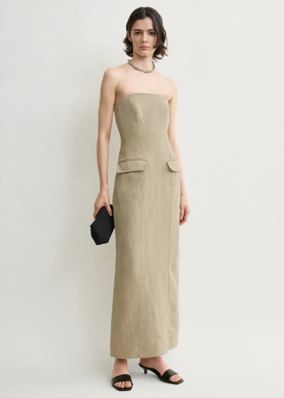 Strapless pocket dress beige made by Toteme