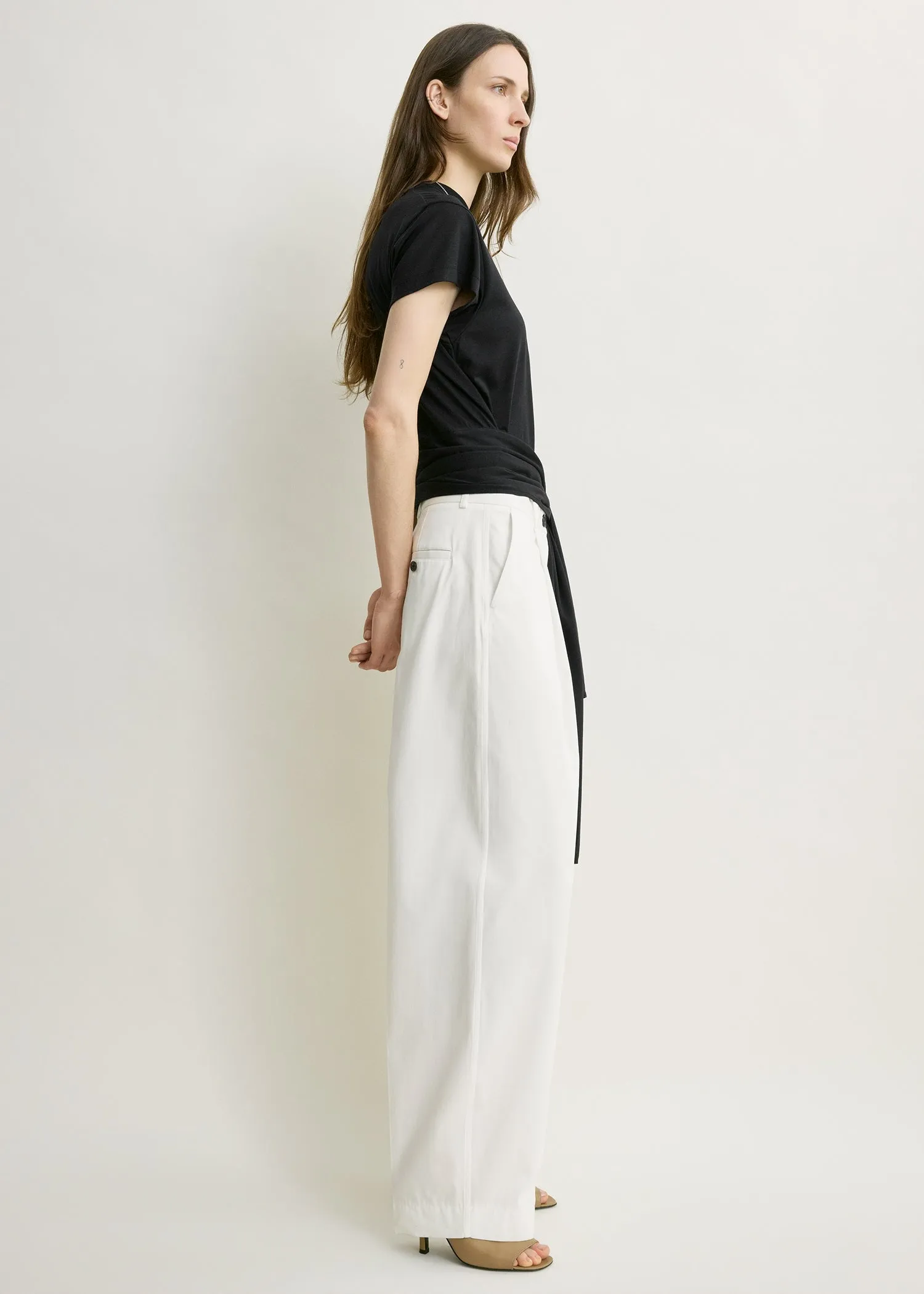 Single pleat cotton trousers white sold by Toteme product image thumbnail 2