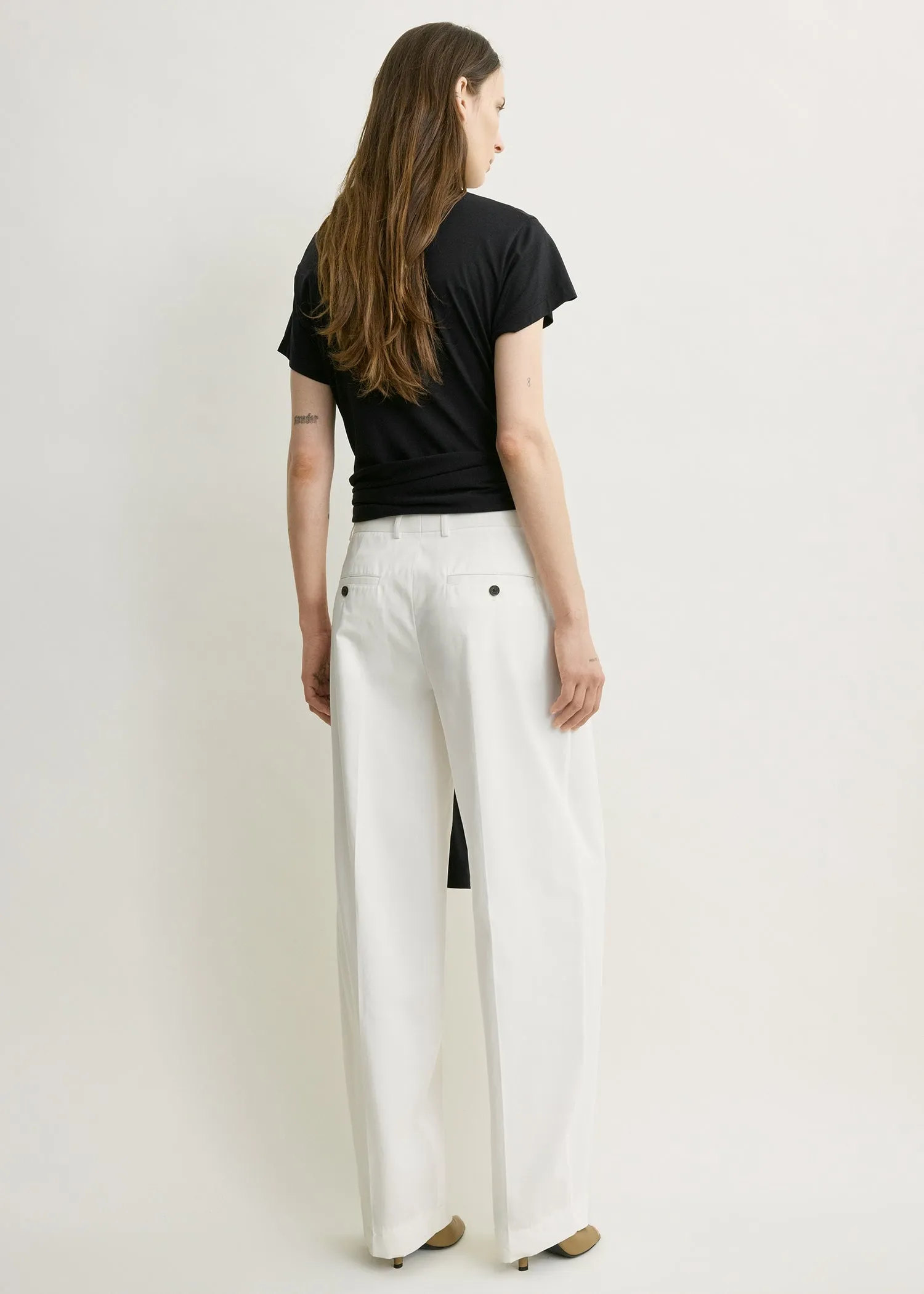 Single pleat cotton trousers white sold by Toteme product image thumbnail 3