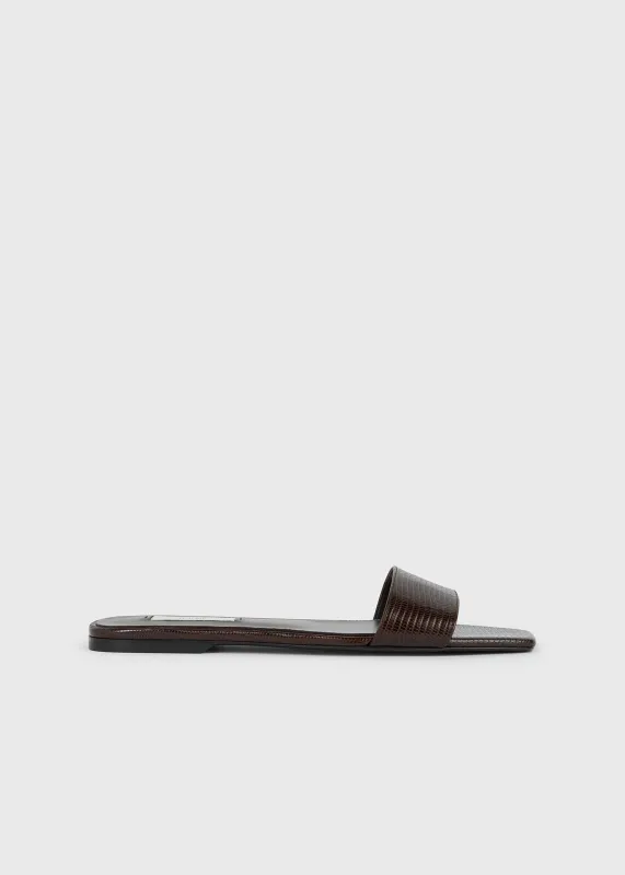 Slim lizard-embossed bandeau slides brown made by Toteme