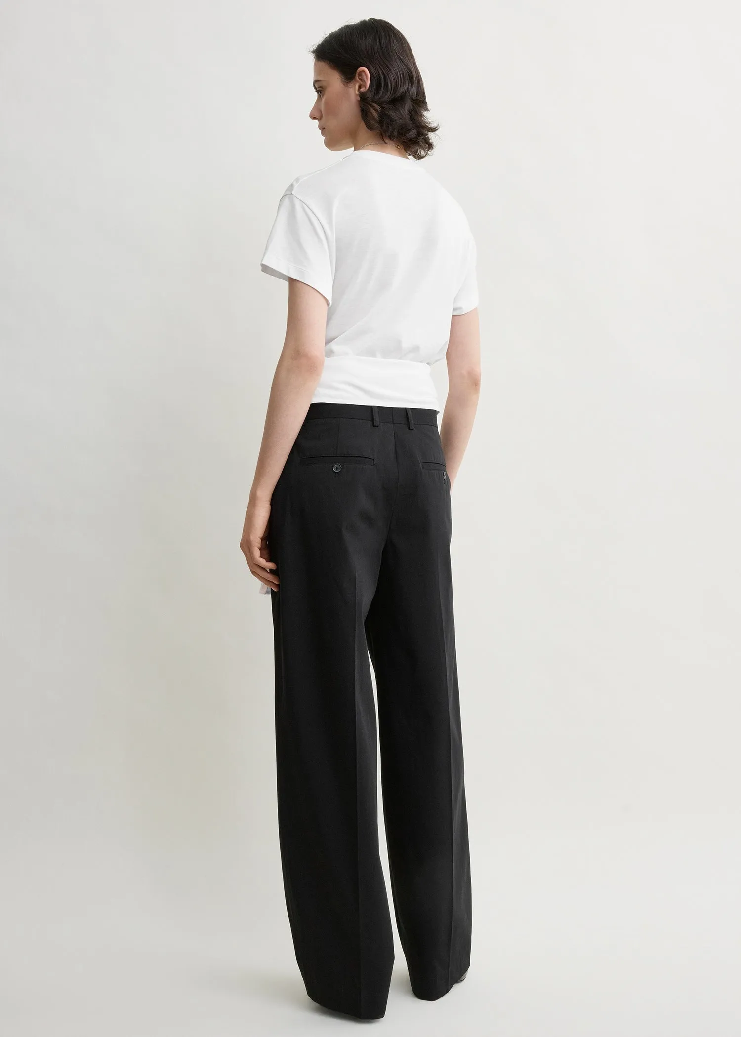 Single pleat cotton trousers black sold by Toteme product image thumbnail 3