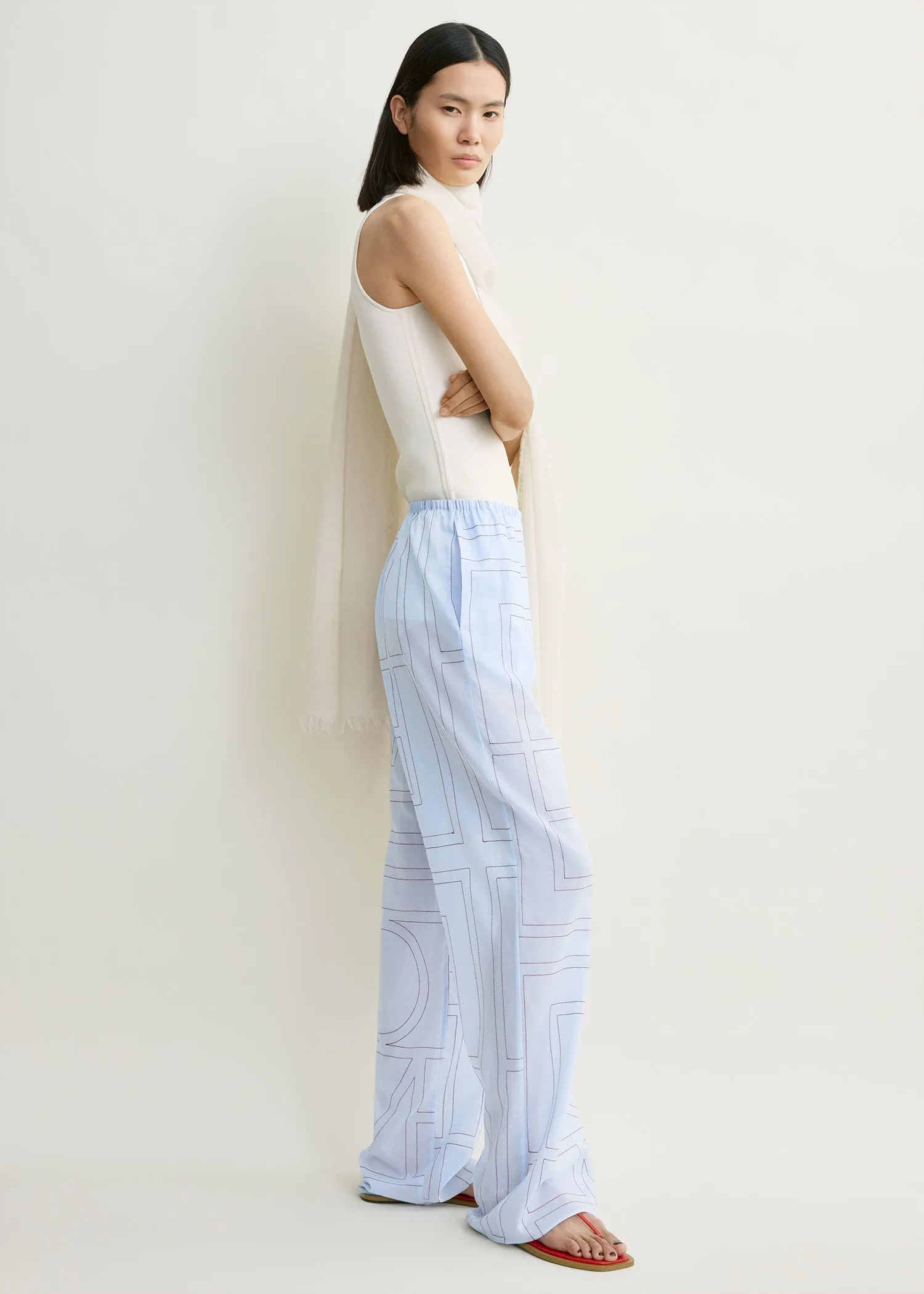 Monogram cotton-blend pj bottoms sky sold by Toteme product image thumbnail 2