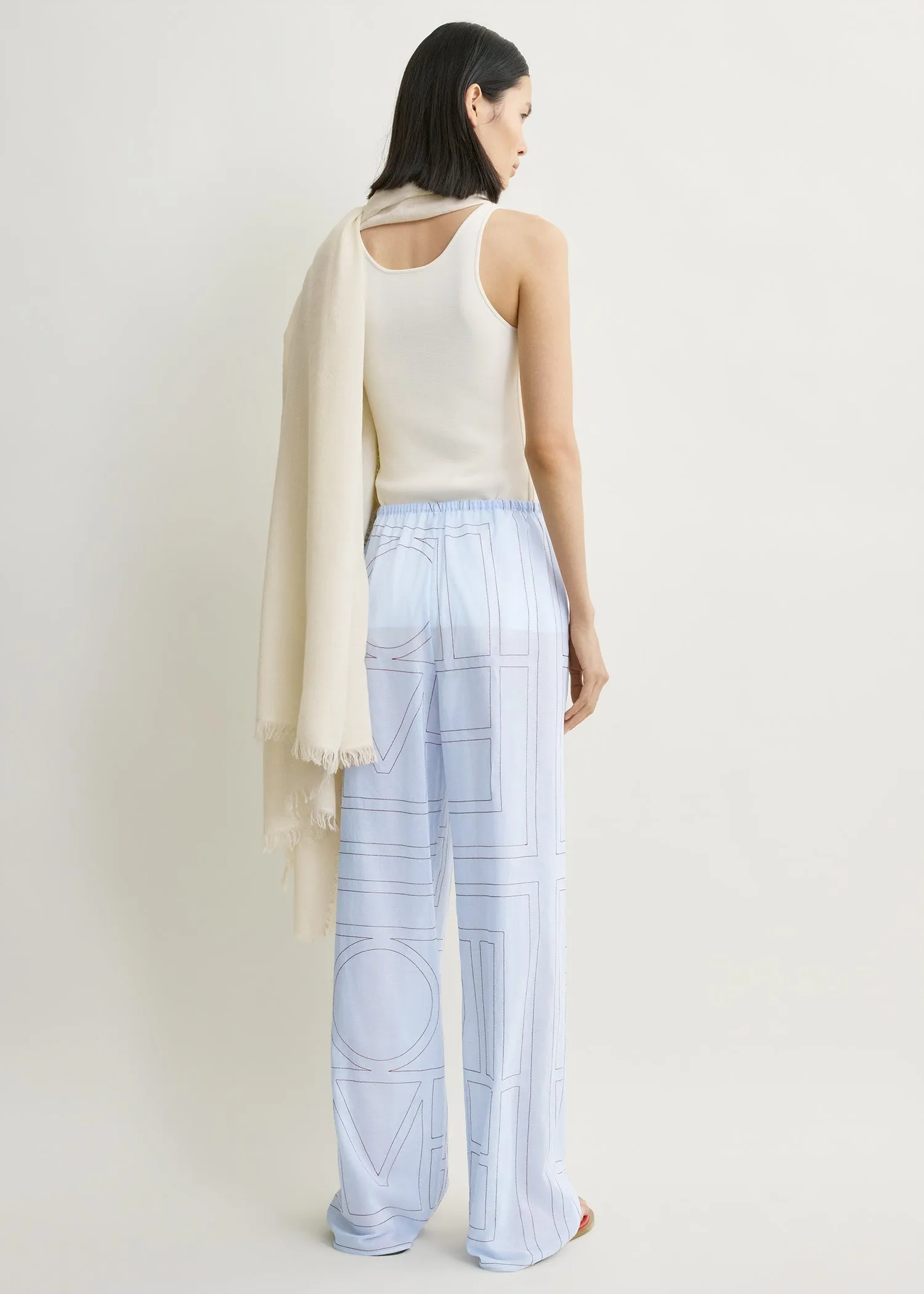 Monogram cotton-blend pj bottoms sky sold by Toteme product image thumbnail 3