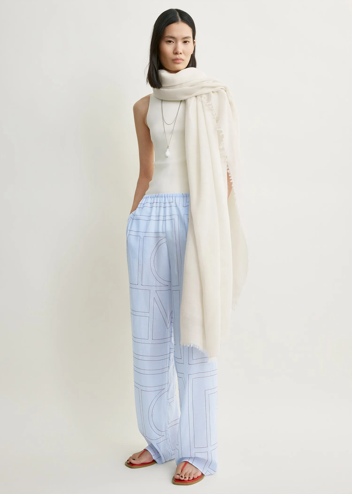 Monogram cotton-blend pj bottoms sky sold by Toteme