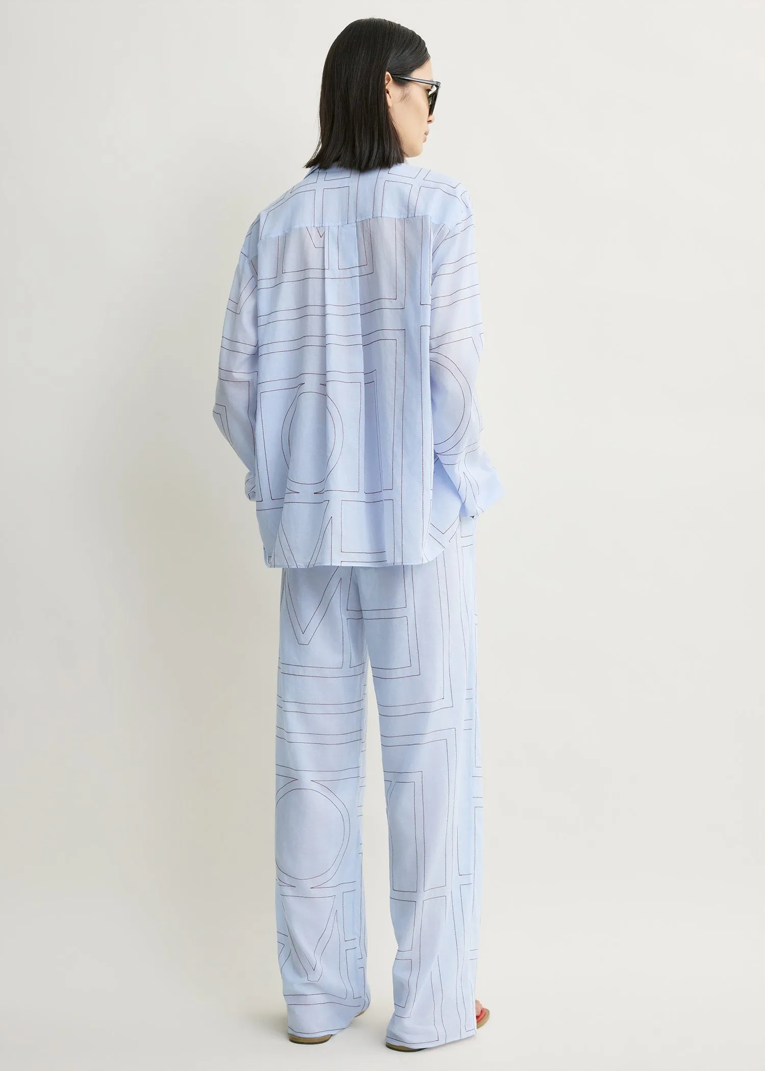 Monogram cotton-blend pj top sky sold by Toteme product image thumbnail 3