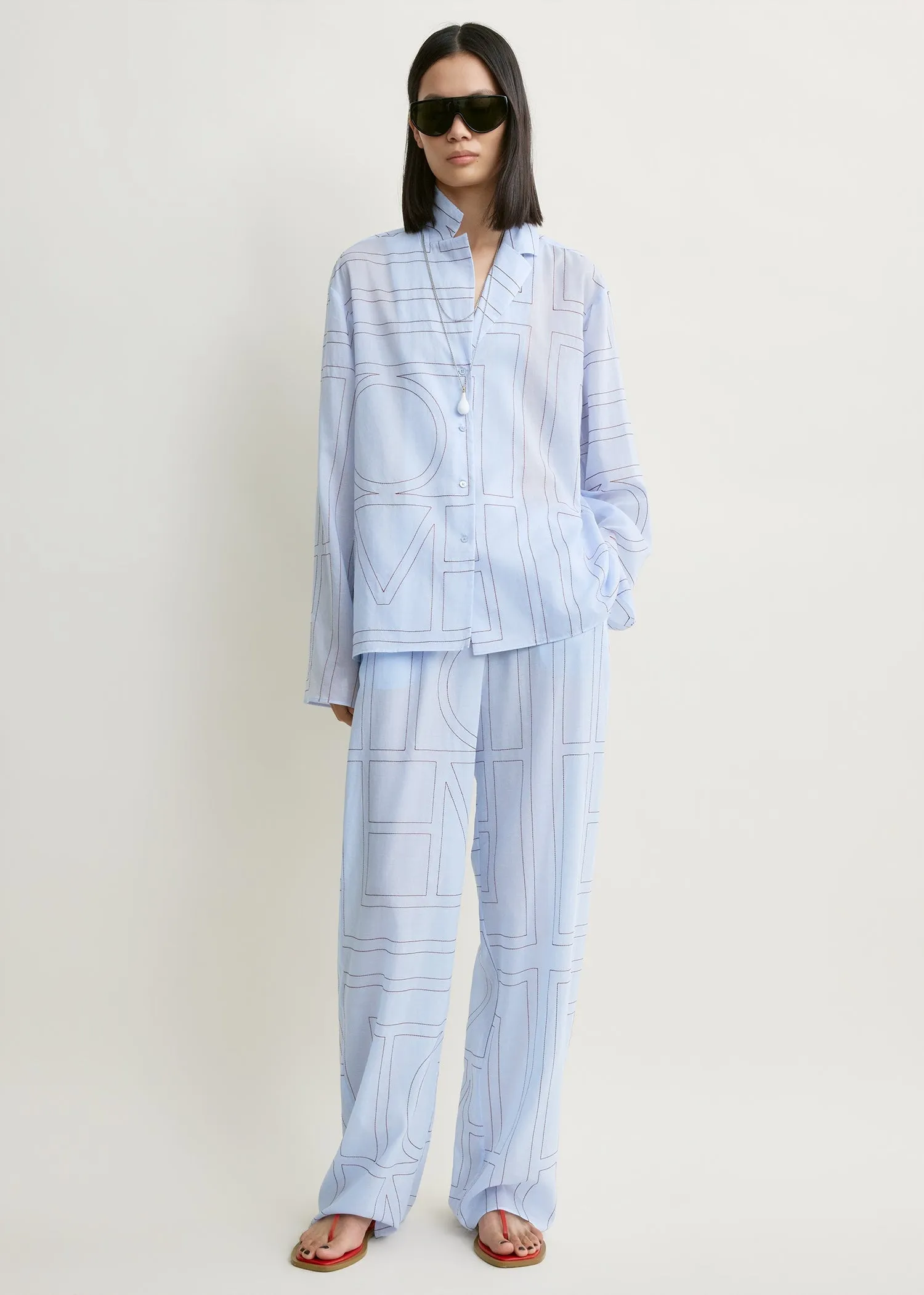 Monogram cotton-blend pj top sky sold by Toteme