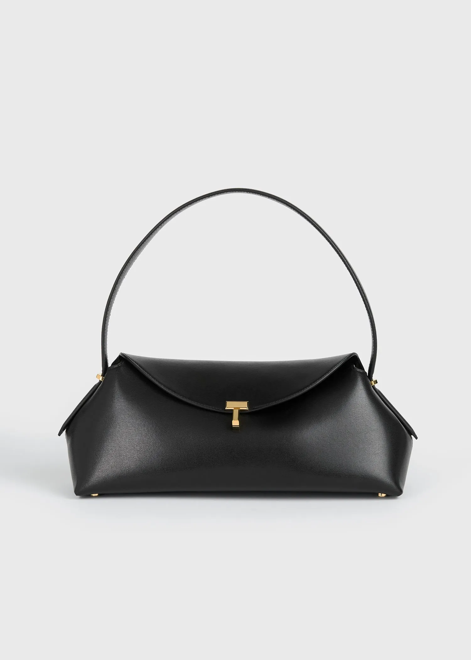 T-lock leather shoulder black sold by Toteme