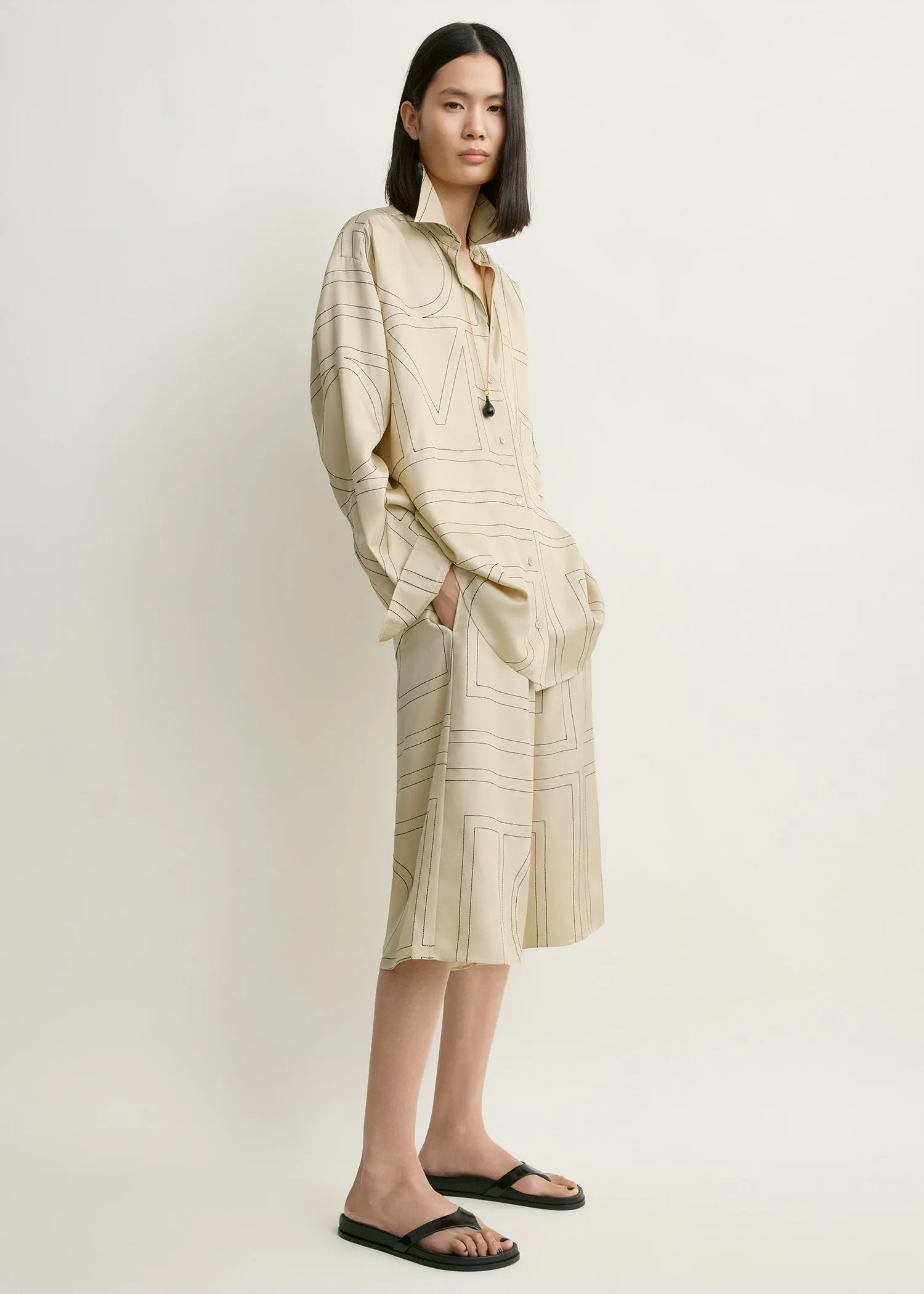Classic embroidered shirt ivory sold by Toteme product image thumbnail 2