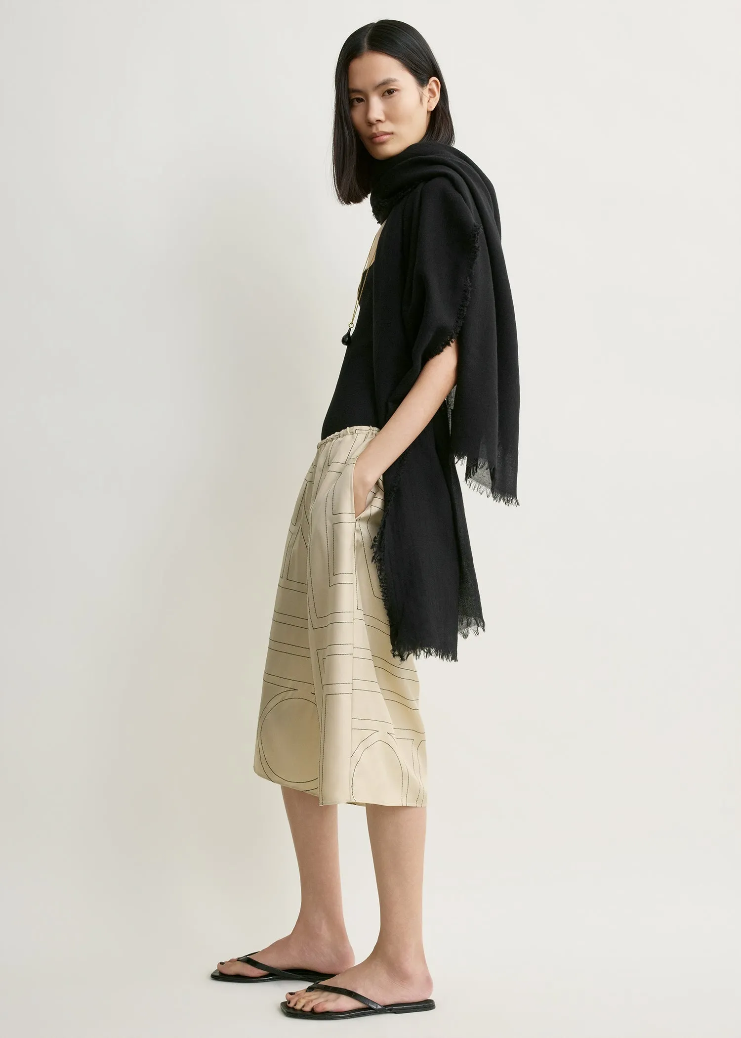 Monogram silk pj culottes ivory sold by Toteme product image thumbnail 2