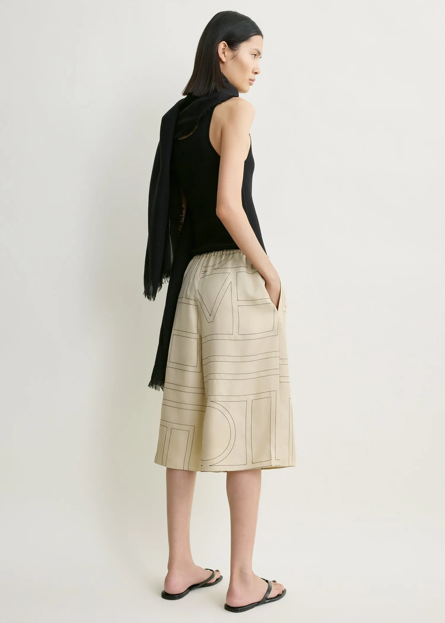 Monogram silk pj culottes ivory sold by Toteme product image thumbnail 3