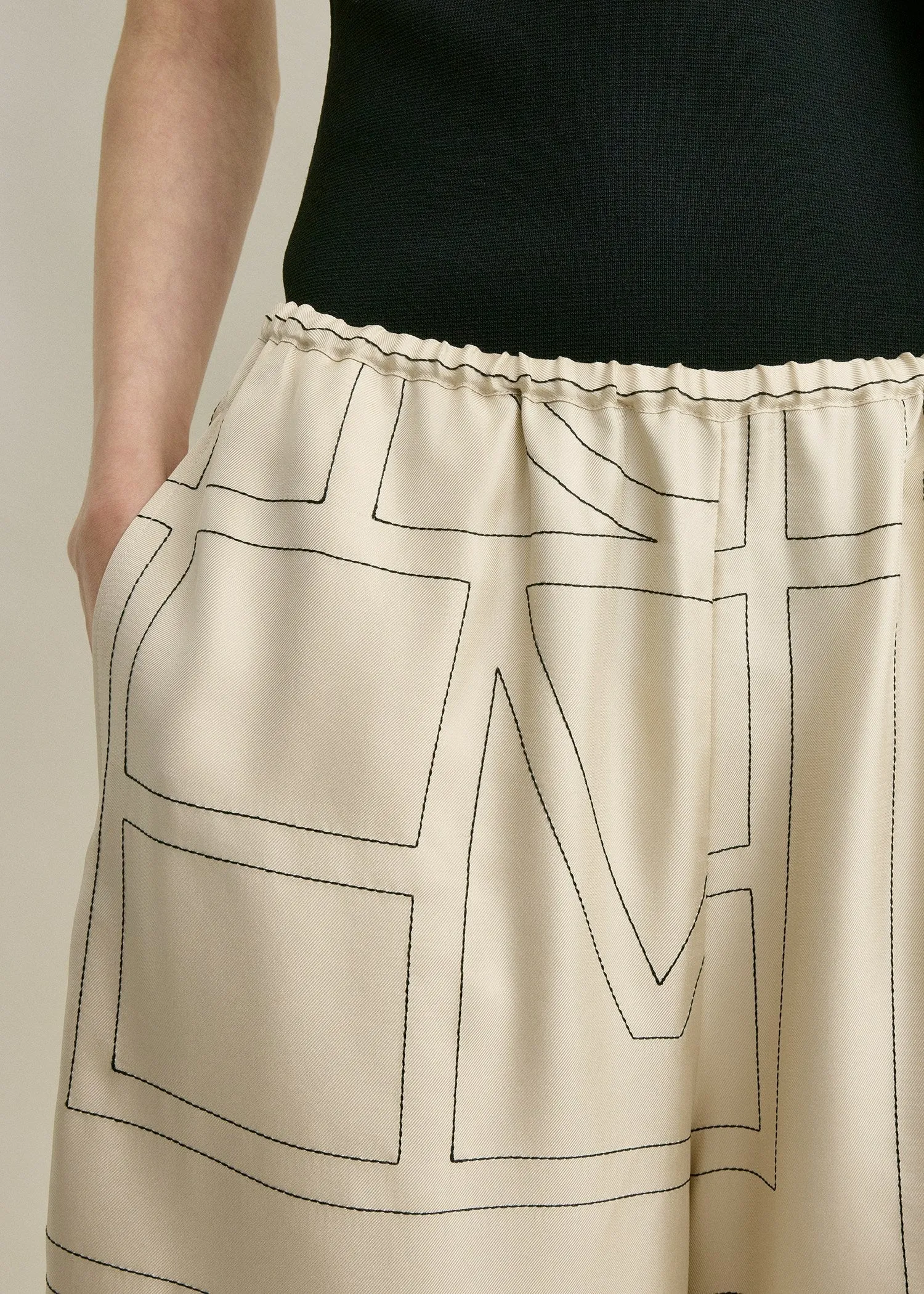 Monogram silk pj culottes ivory sold by Toteme product image thumbnail 4