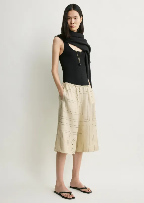 Monogram silk pj culottes ivory made by Toteme