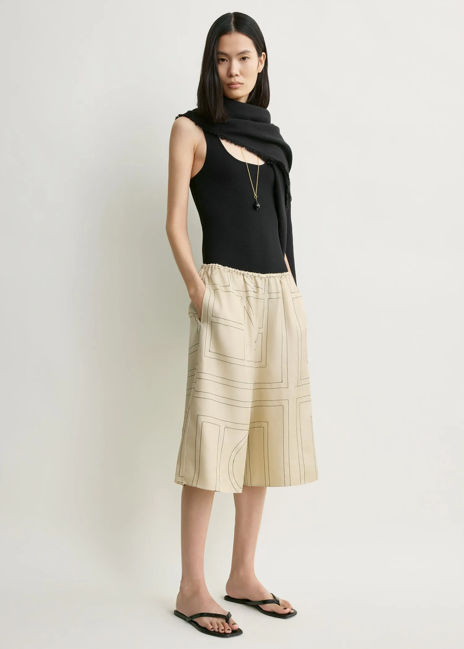 Monogram silk pj culottes ivory sold by Toteme