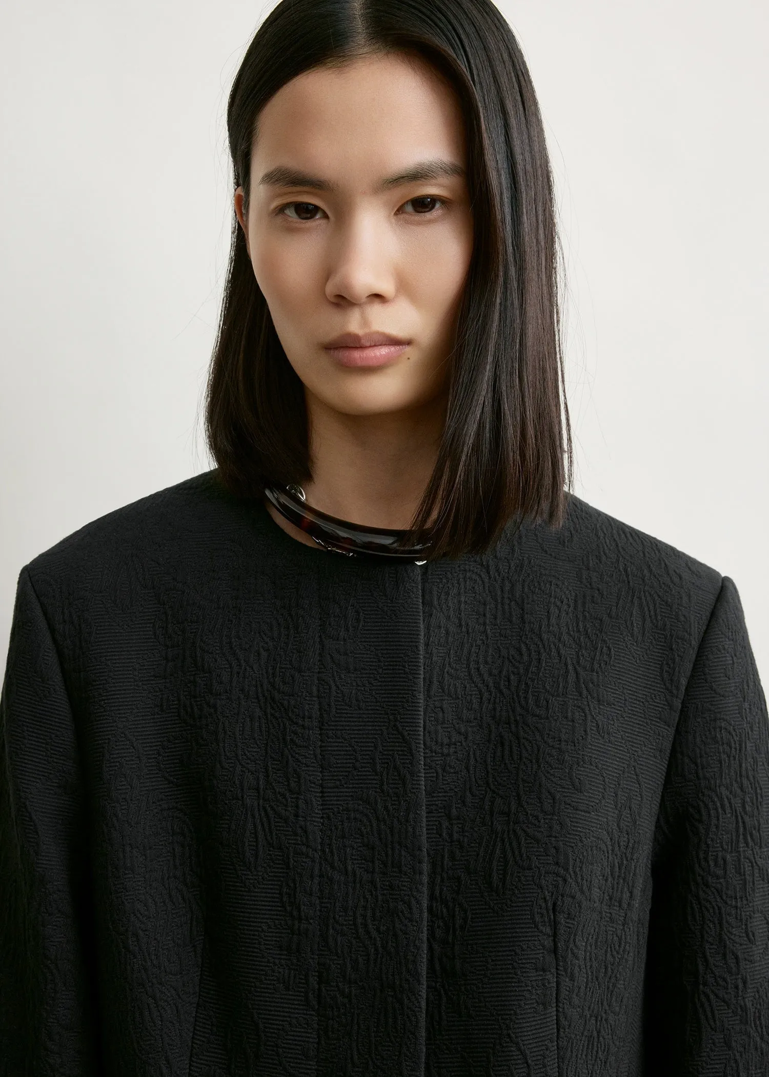 Jacquard cotton jacket black sold by Toteme product image thumbnail 4