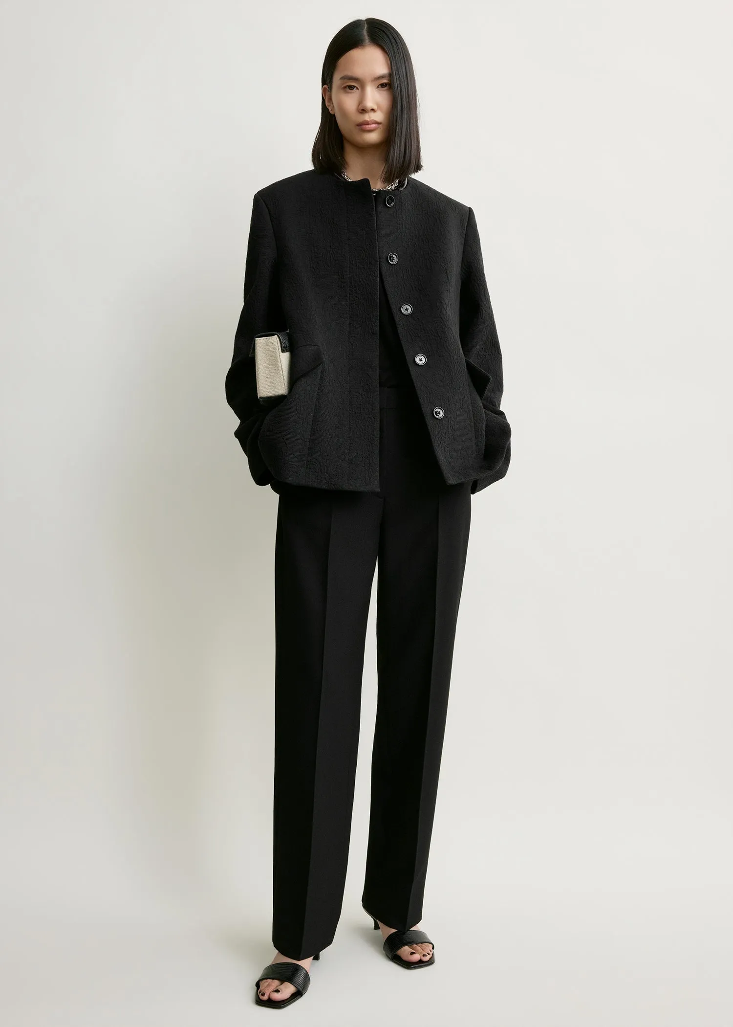 Jacquard cotton jacket black sold by Toteme