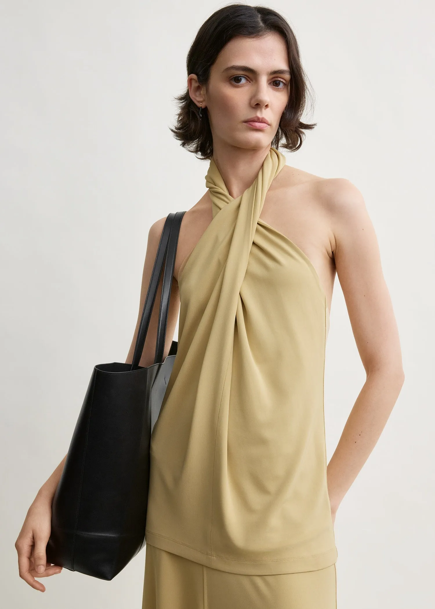 Twisted jersey halter top chai sold by Toteme product image thumbnail 4