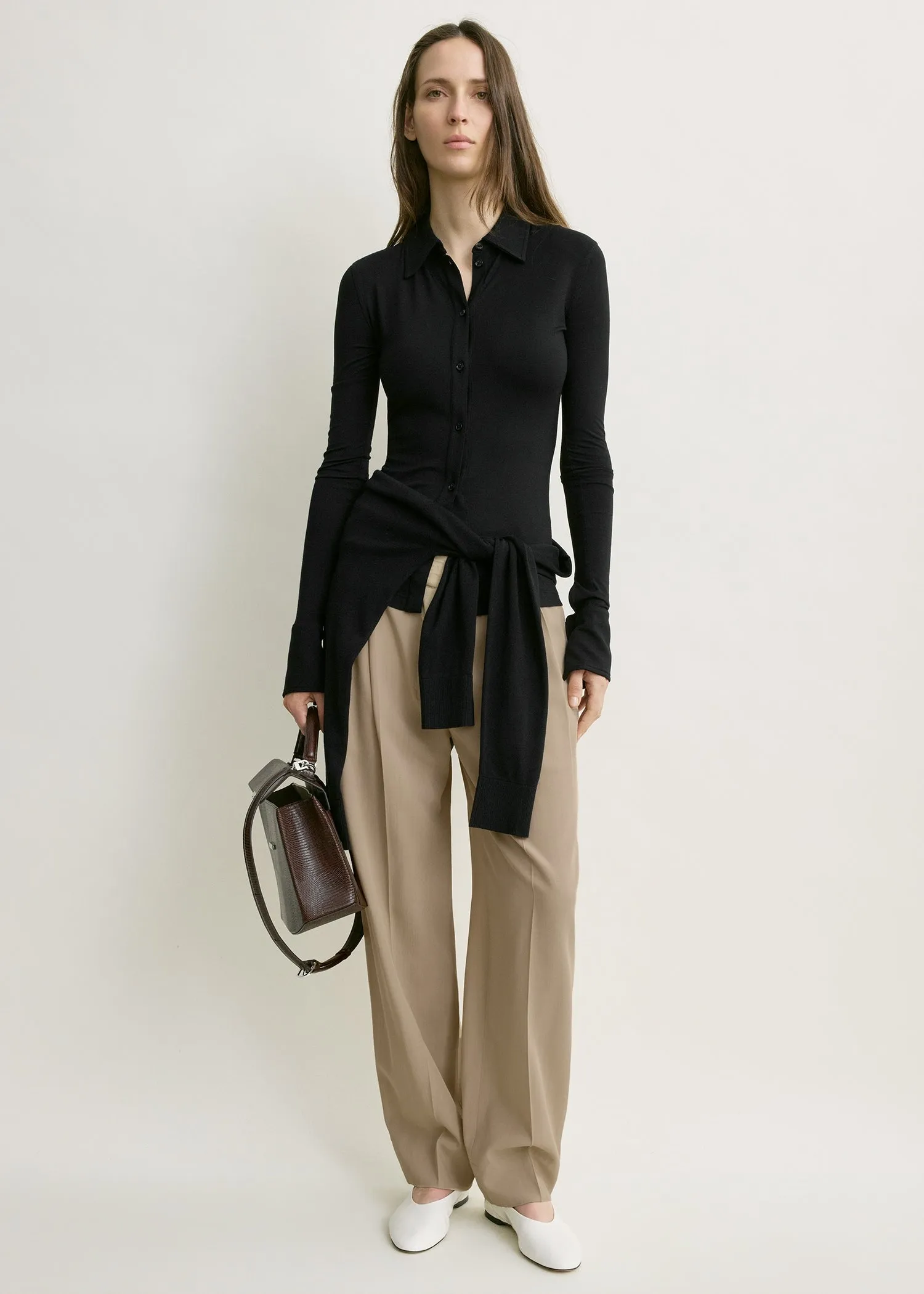 Fitted jersey shirt black sold by Toteme