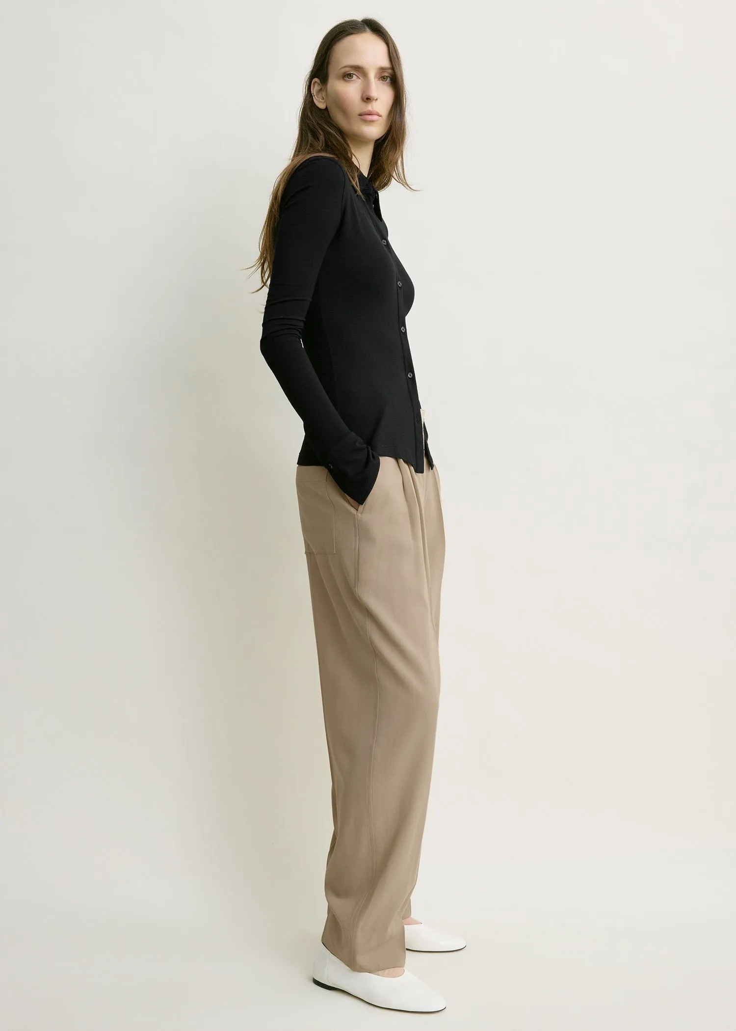 Fitted jersey shirt black sold by Toteme product image thumbnail 2