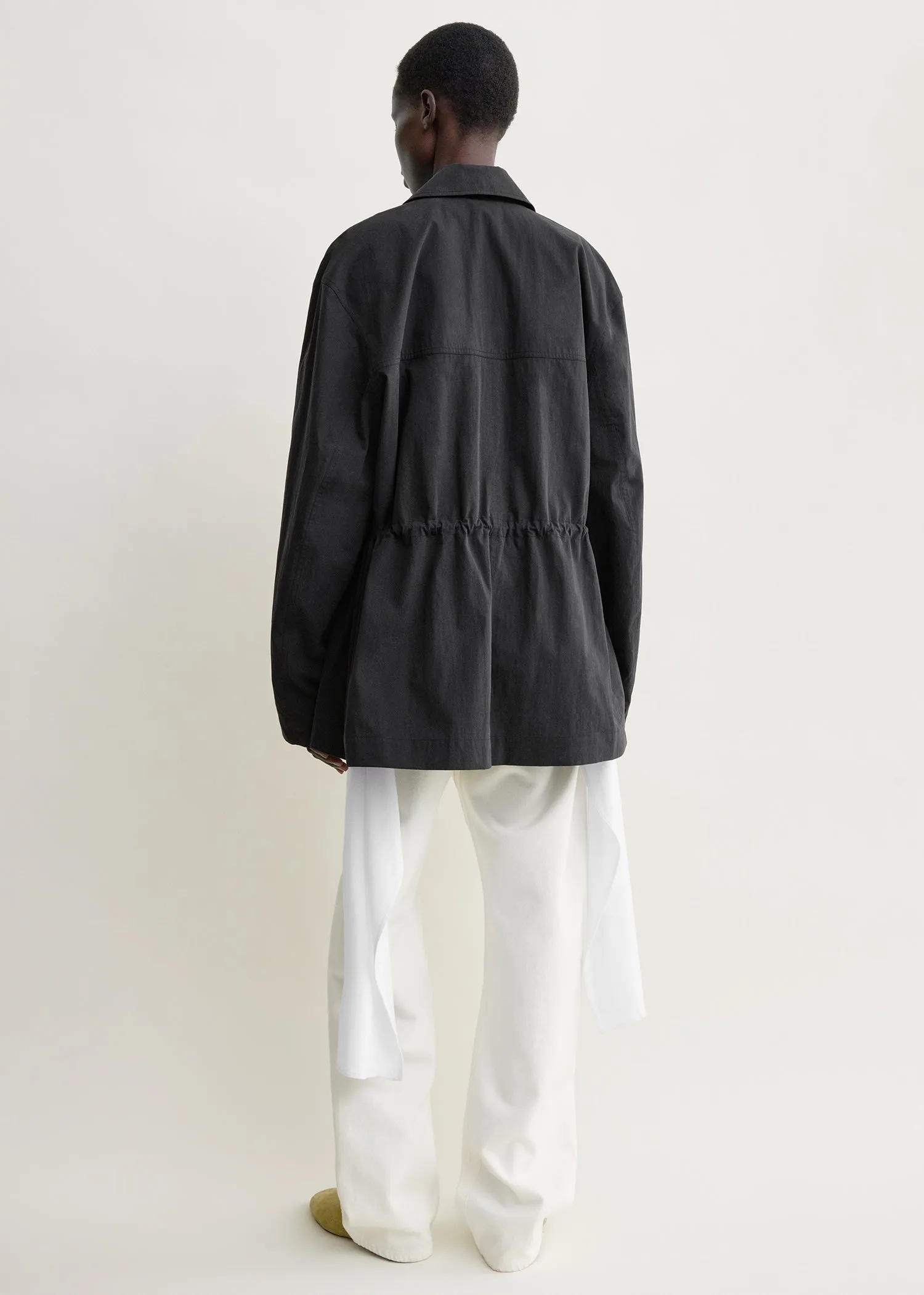 Collared drawstring jacket black sold by Toteme product image thumbnail 3