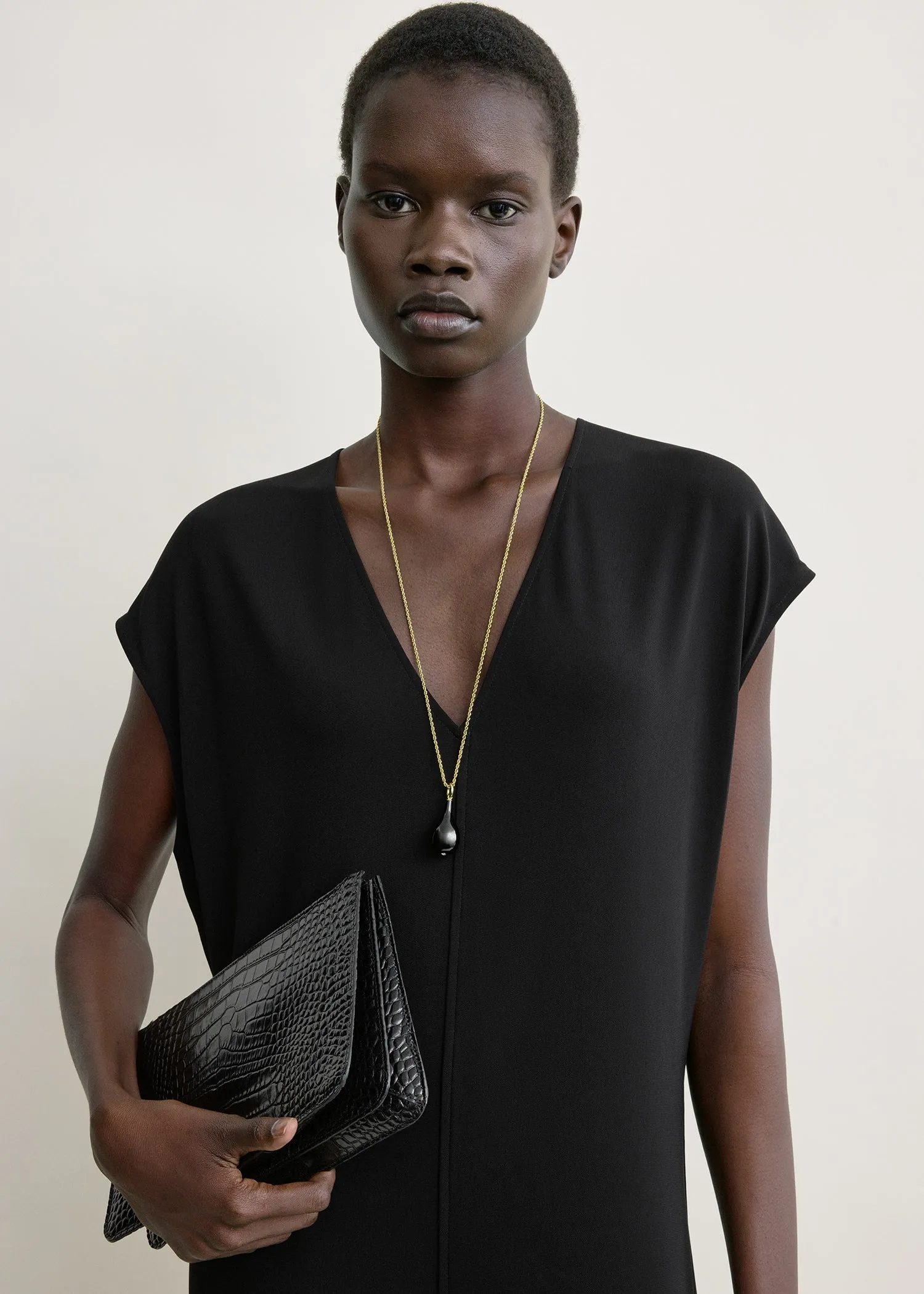 V-neck jersey dress black sold by Toteme product image thumbnail 4