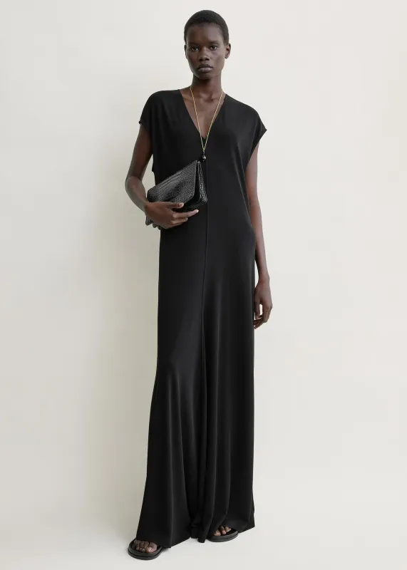 V-neck jersey dress black made by Toteme