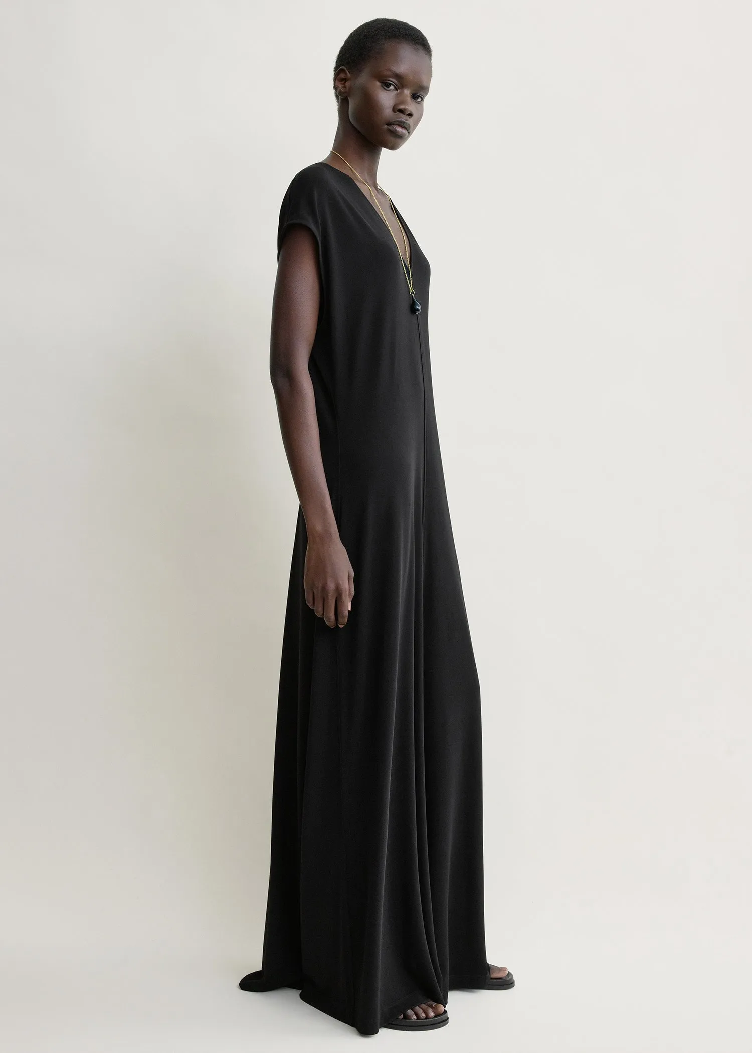 V-neck jersey dress black sold by Toteme product image thumbnail 2