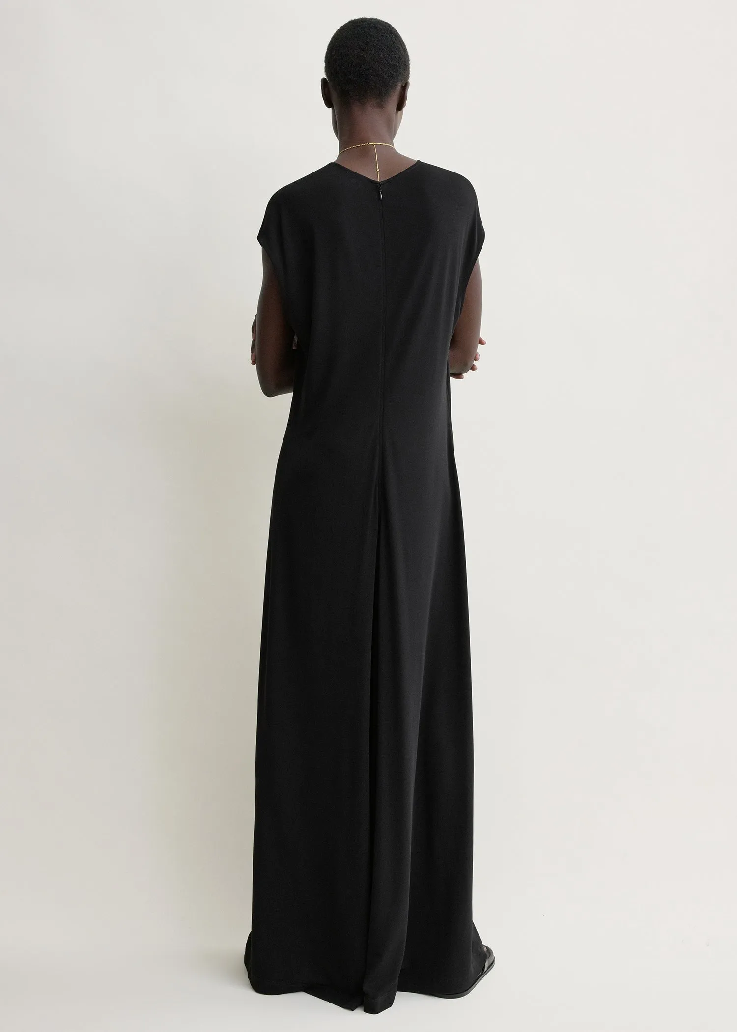 V-neck jersey dress black sold by Toteme product image thumbnail 3