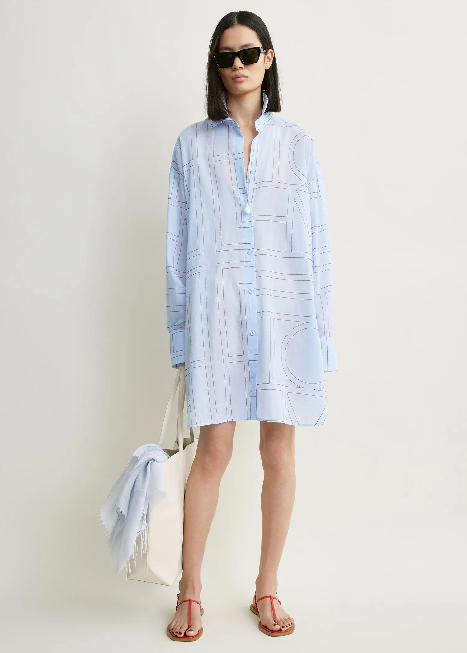 Long summer shirt sky/red sold by Toteme product image thumbnail 2
