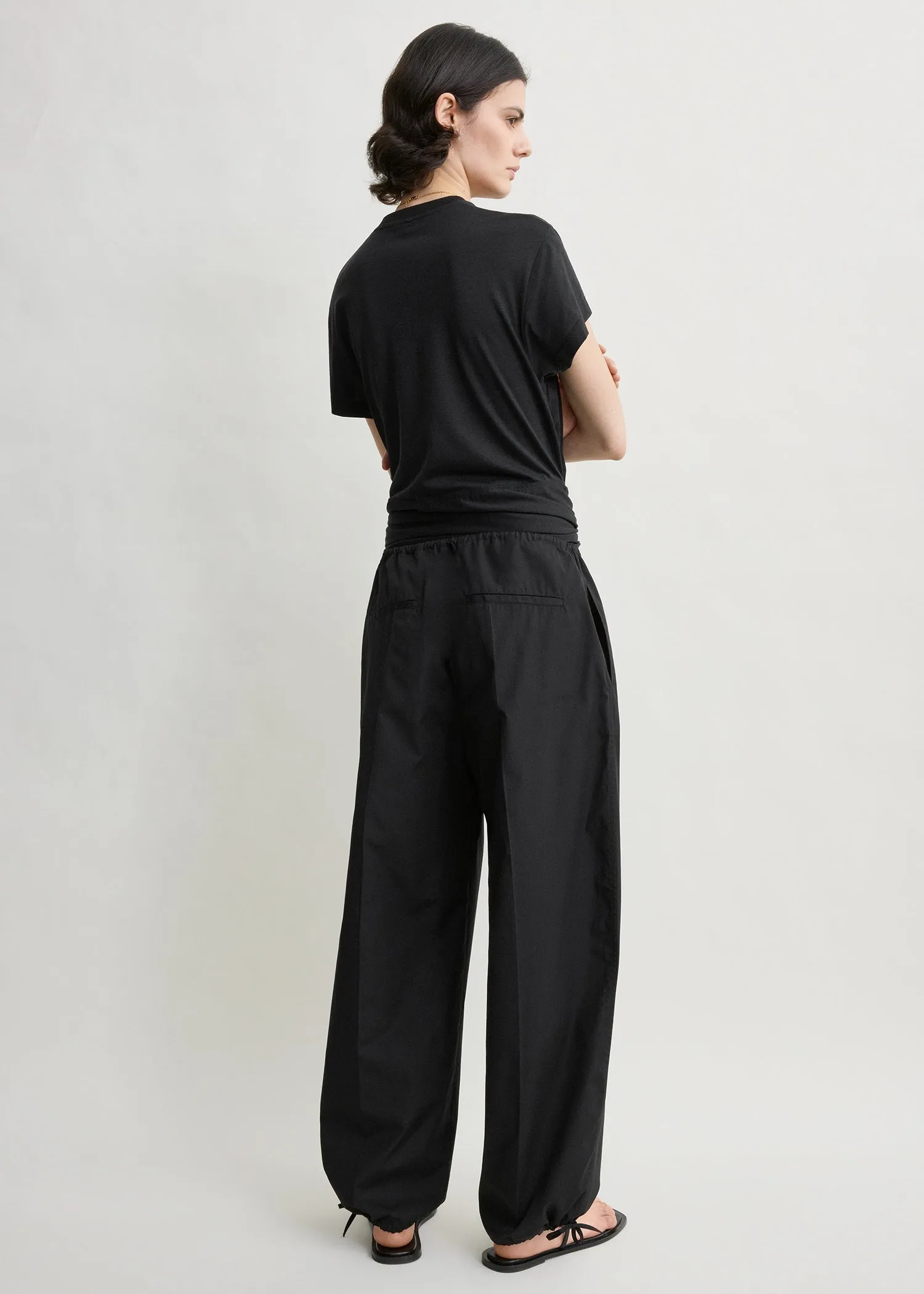 Drawstring cotton trousers black sold by Toteme product image thumbnail 3