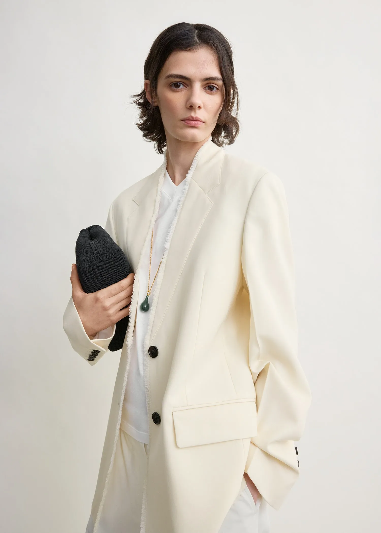 Raw lapel jacket ecru sold by Toteme product image thumbnail 4