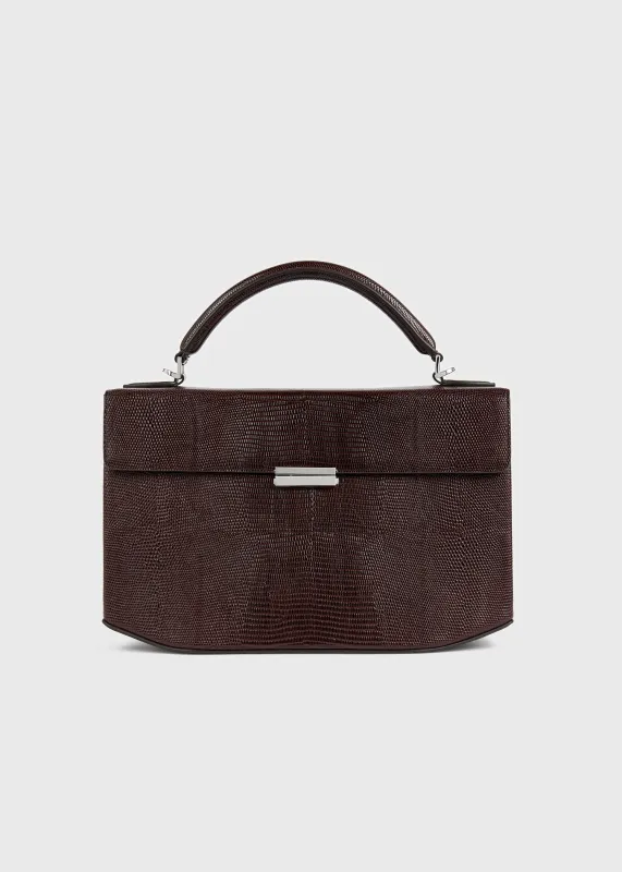 Clip lizard-embossed top handle brown made by Toteme